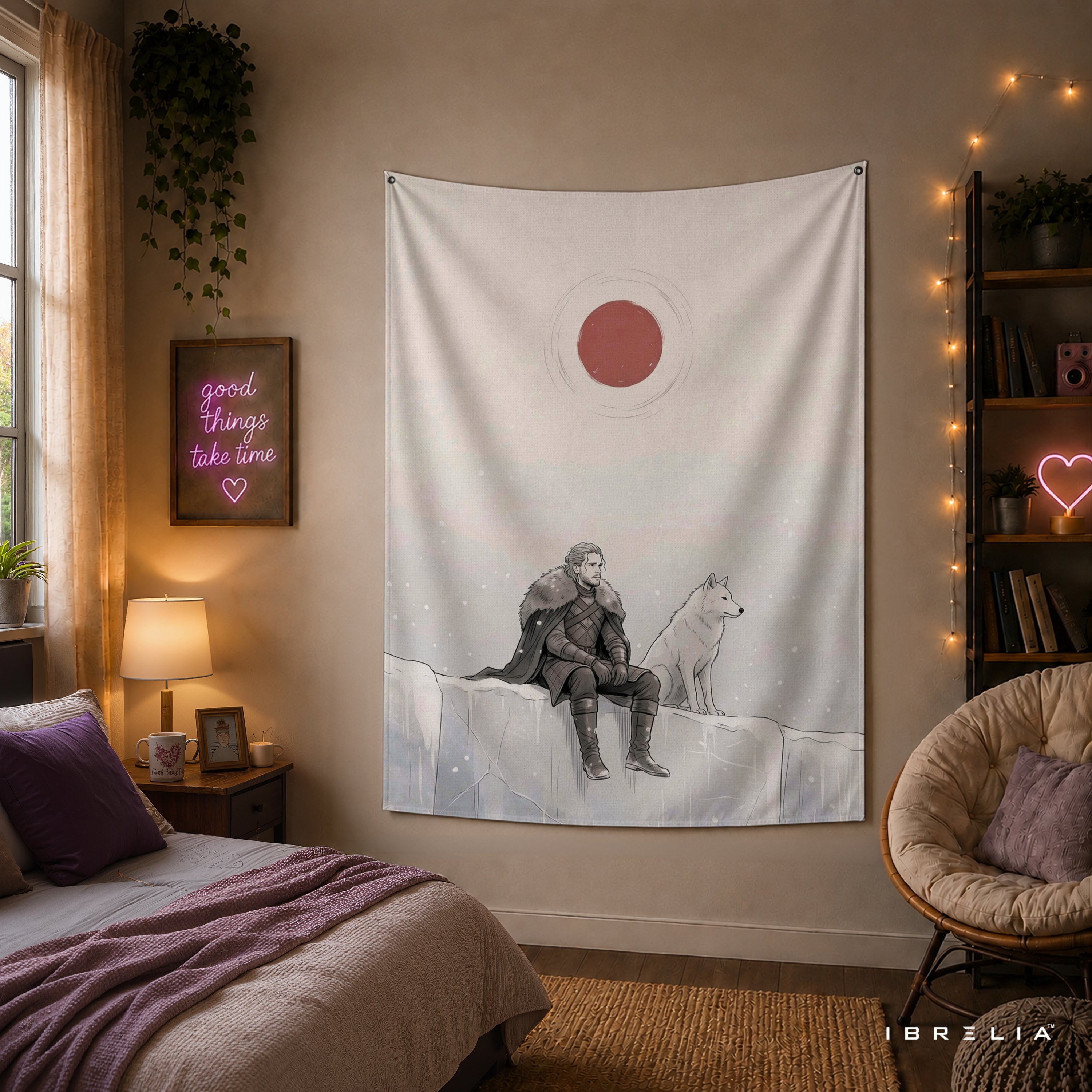 Jon Snow Game of Thrones Wall Tapestry | Premium Heavyweight Jute Fabric Wall Hanging