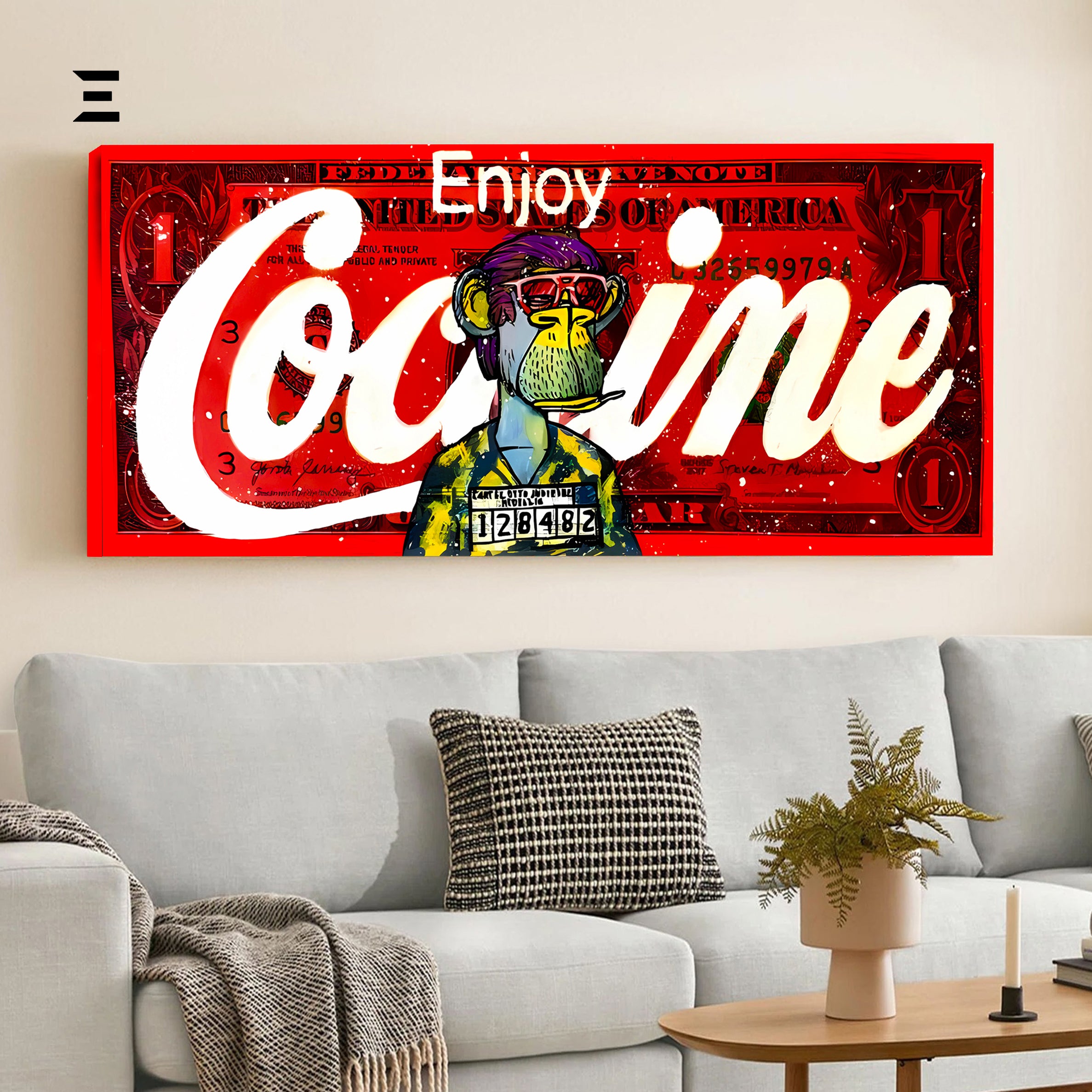 Ultra Wide Wall Art – Red Graffiti Money Ape Edition | IBRELIA™
