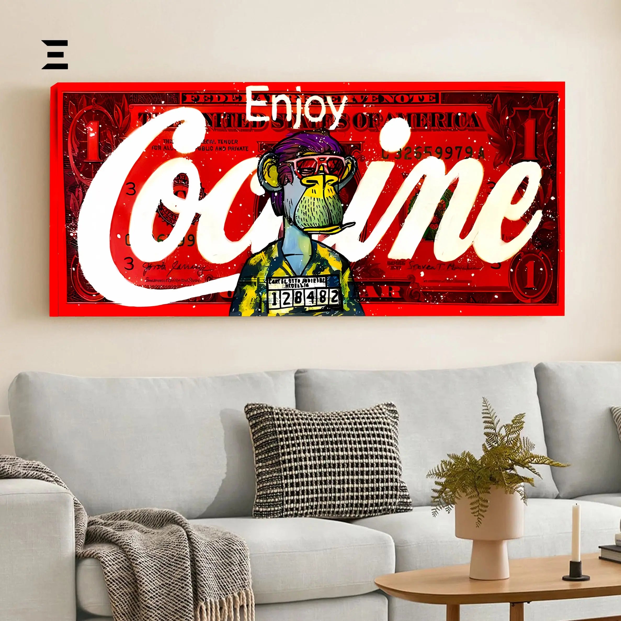 Ultra Wide Wall Art – Red Graffiti Money Ape Edition | IBRELIA™ IBRELIA