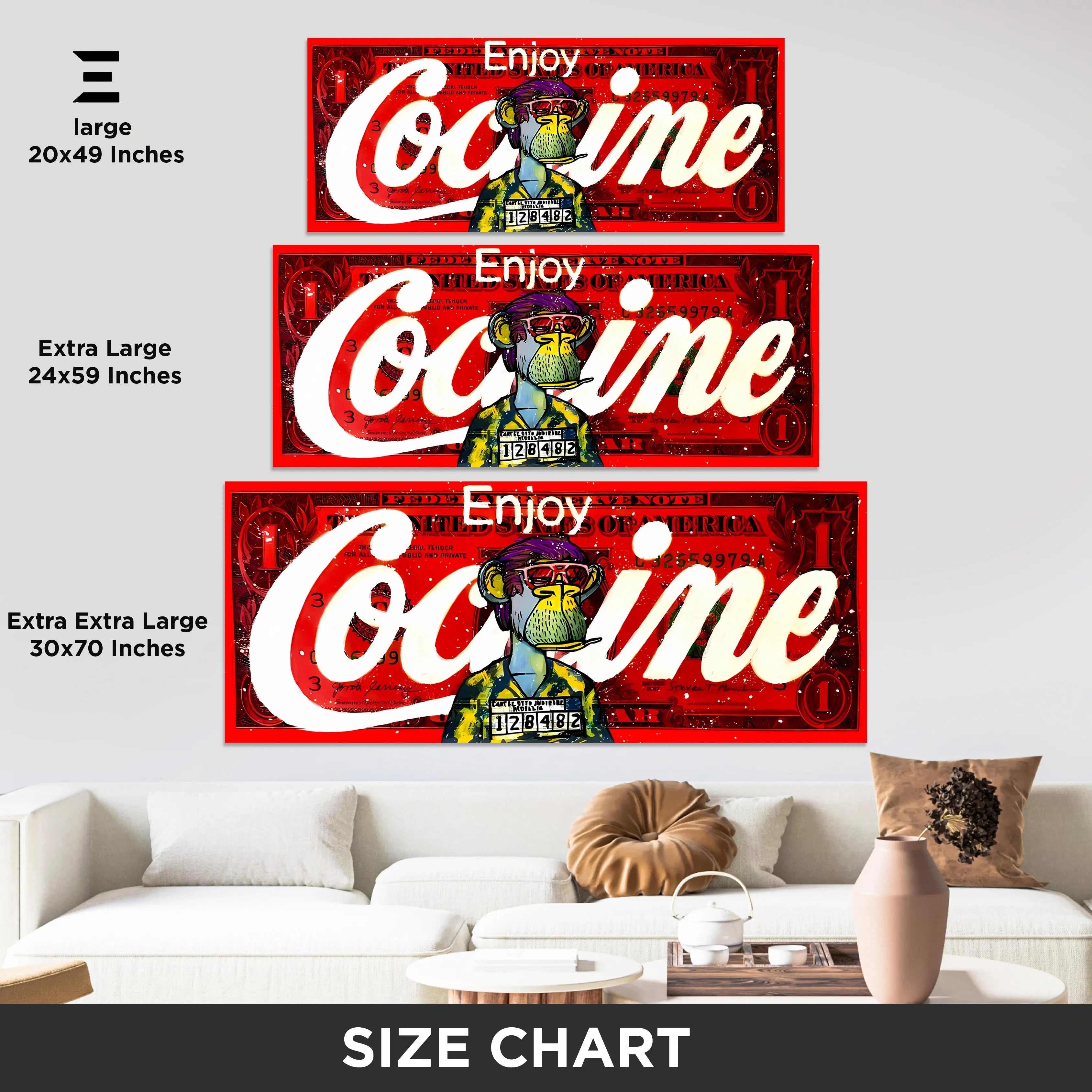 Ultra Wide Wall Art – Red Graffiti Money Ape Edition | IBRELIA™ IBRELIA