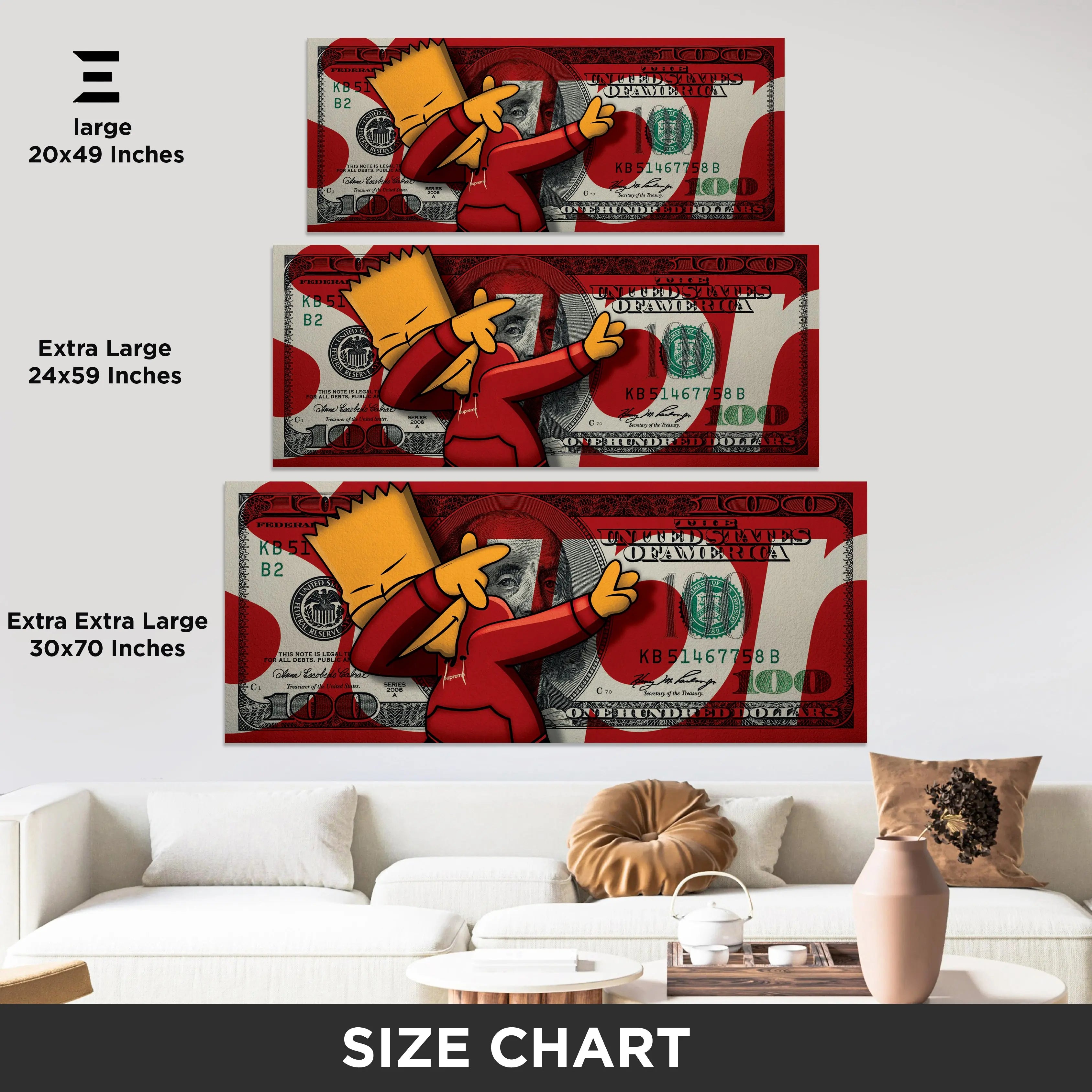 Ultra Wide Wall Art – Bart Simpson x $100 Dollar Bill | IBRELIA IBRELIA