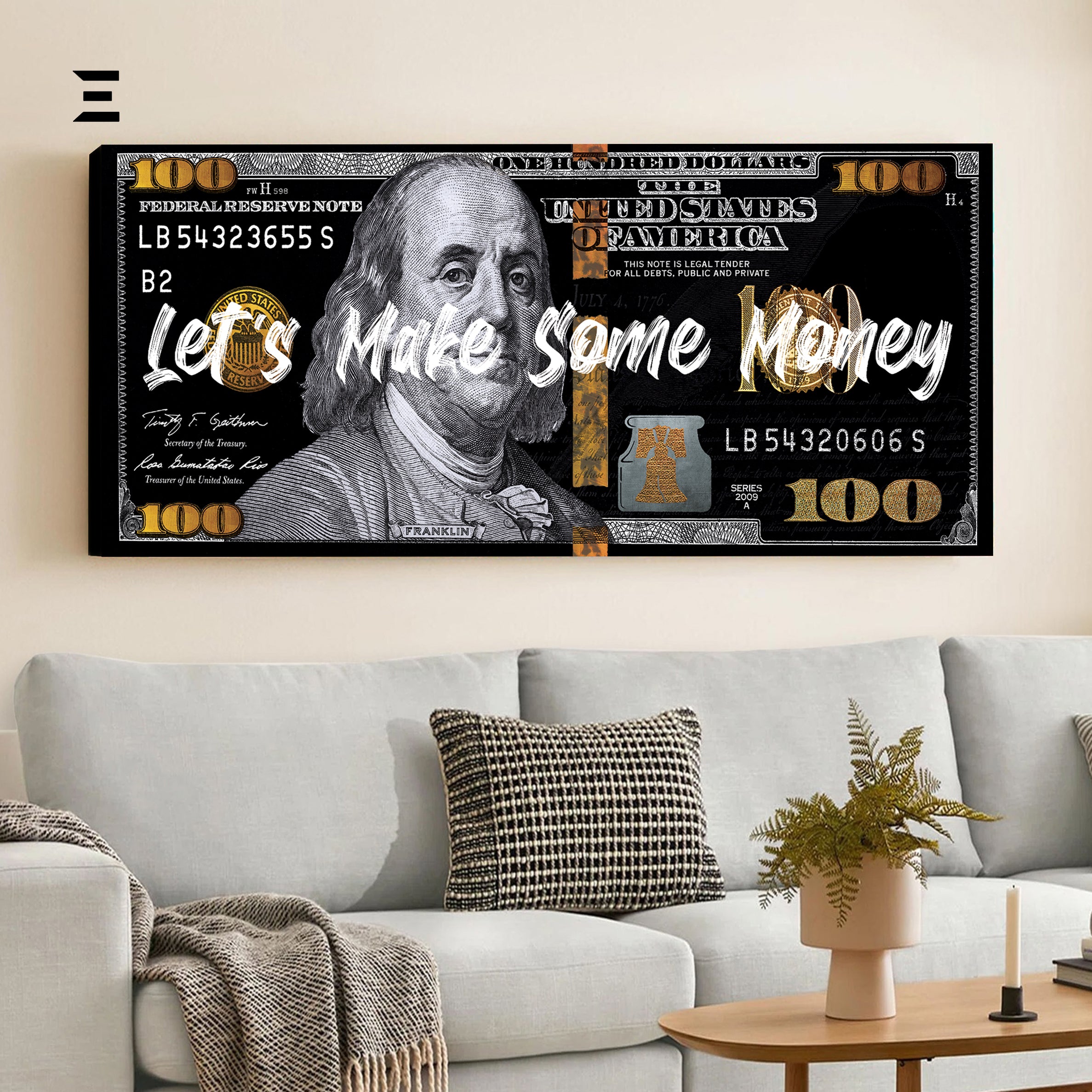 Ultra Wide Wall Art – “Let’s Make Some Money” Dollar Design | IBRELIA