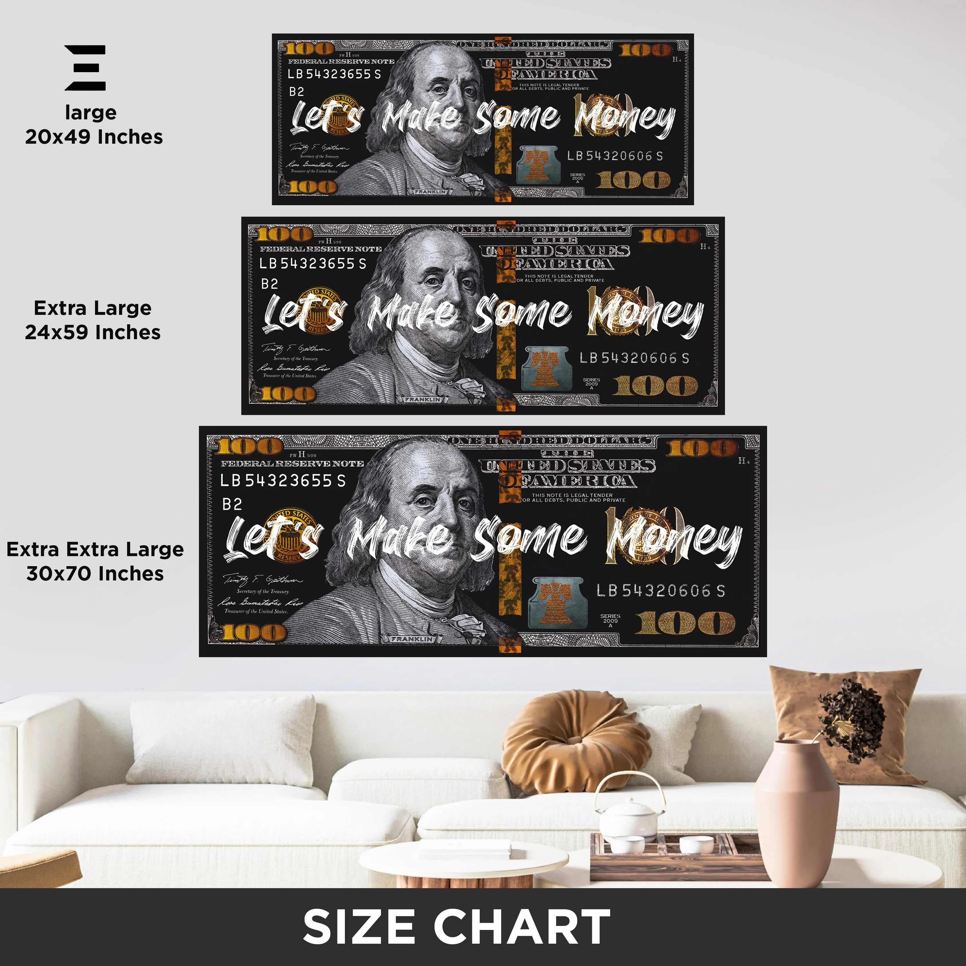 Ultra Wide Wall Art – “Let’s Make Some Money” Dollar Design | IBRELIA IBRELIA