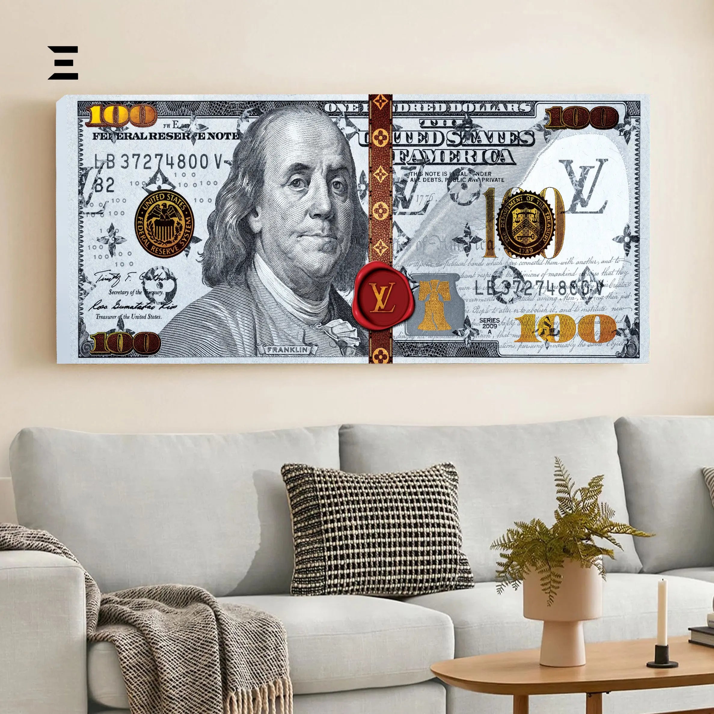 Ultra Wide Wall Art – Luxury Money Note LV Edition | IBRELIA™ IBRELIA