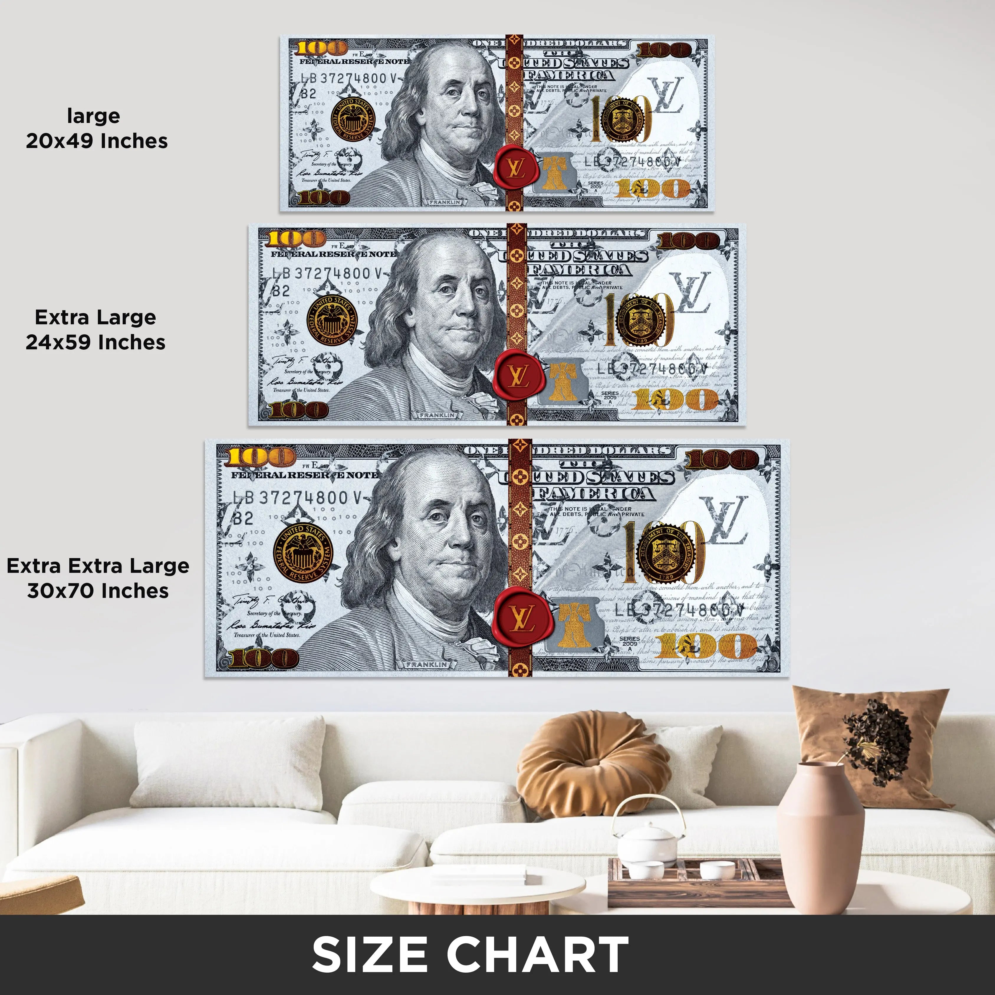 Ultra Wide Wall Art – Luxury Money Note LV Edition | IBRELIA™ IBRELIA