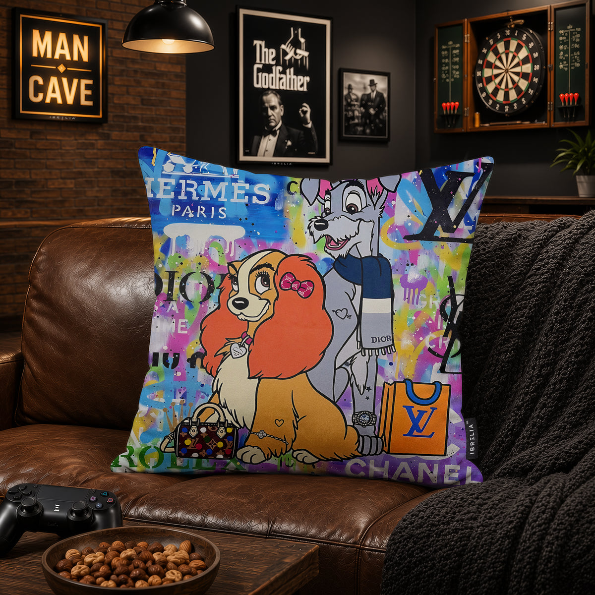 Lady & Tramp Luxury Fashion Pop Art Cushion | Premium Velvet Suede | Double-Sided Print