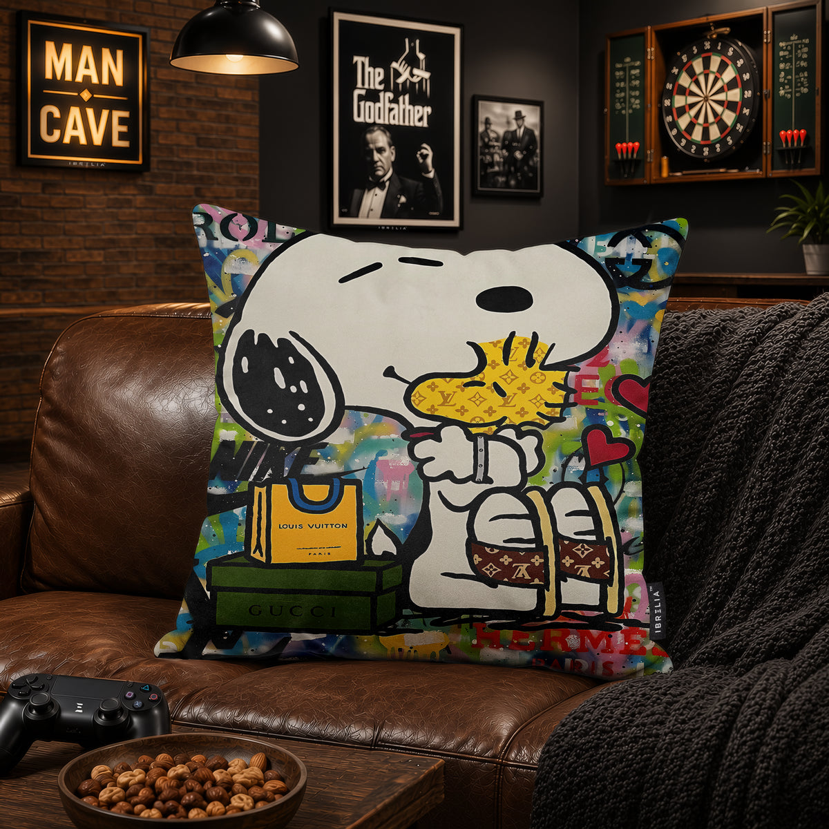 Snoopy & Woodstock Luxury Love Pop Art Cushion | Premium Velvet Suede | Double-Sided Print