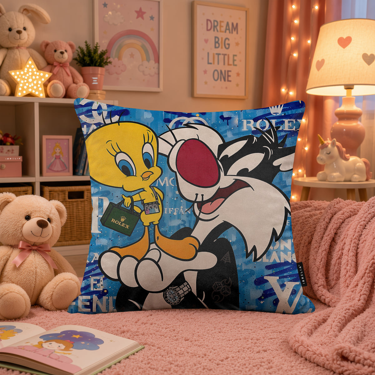Sylvester & Tweety Luxury Friendship Pop Art Cushion | Premium Velvet Suede | Double-Sided Print