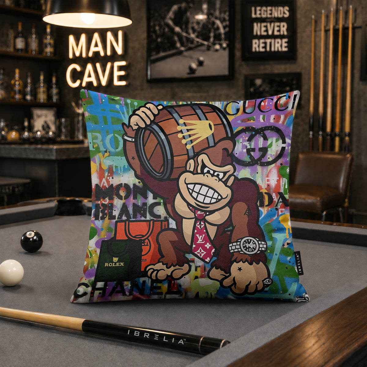 Donkey Kong Luxury Millionaire Pop Art Cushion | Premium Velvet Suede | Double-Sided Print