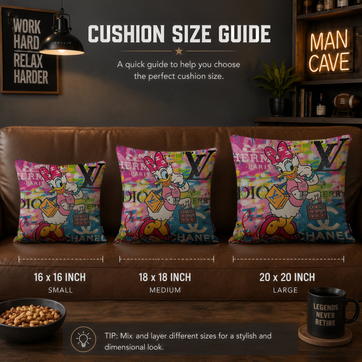 Daisy Duck Pink Bow Luxury Shopping Pop Art Cushion | Premium Velvet Suede | Double-Sided Print