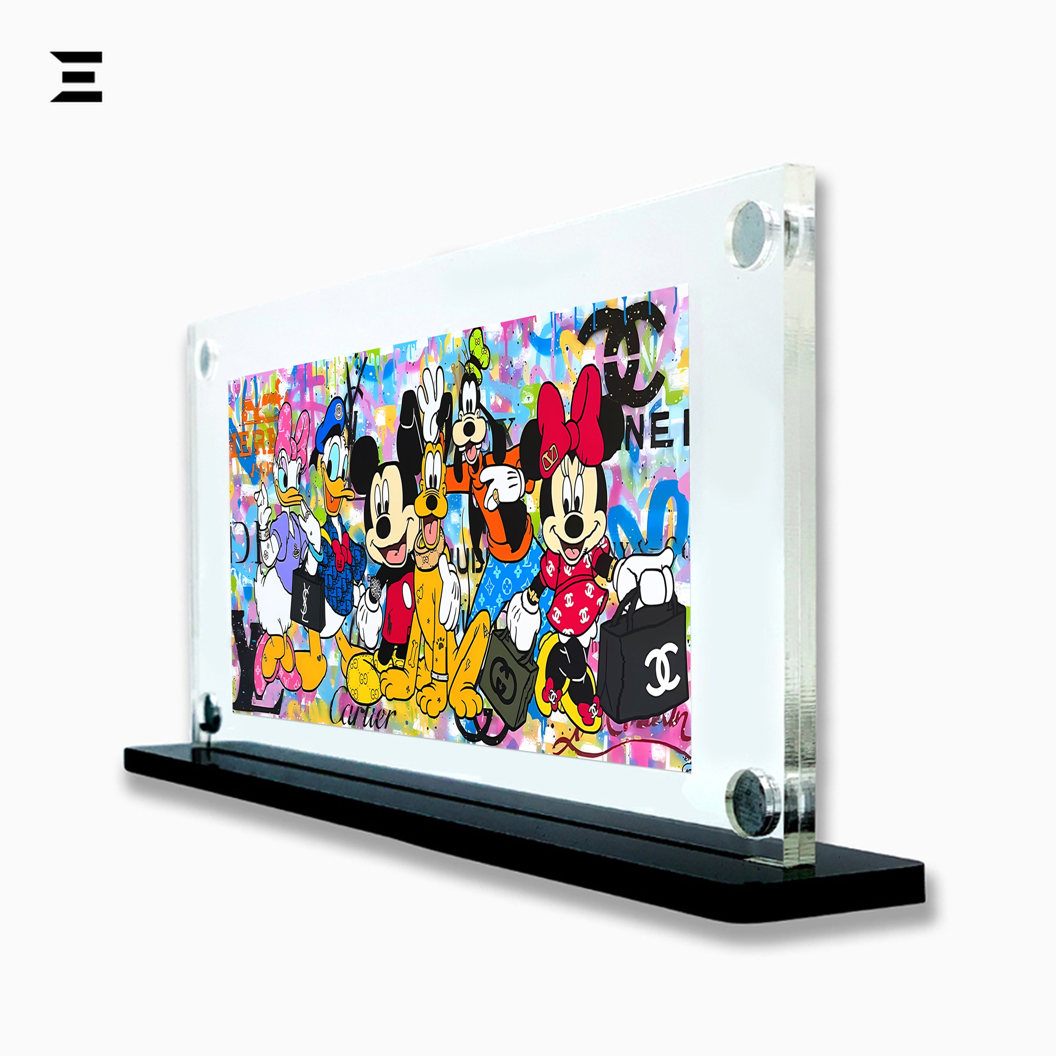 Premium Magnetic Acrylic Frame with Black Base – Mickey, Minnie, Donald, Daisy, Goofy & Pluto Pop Art IBRELIA