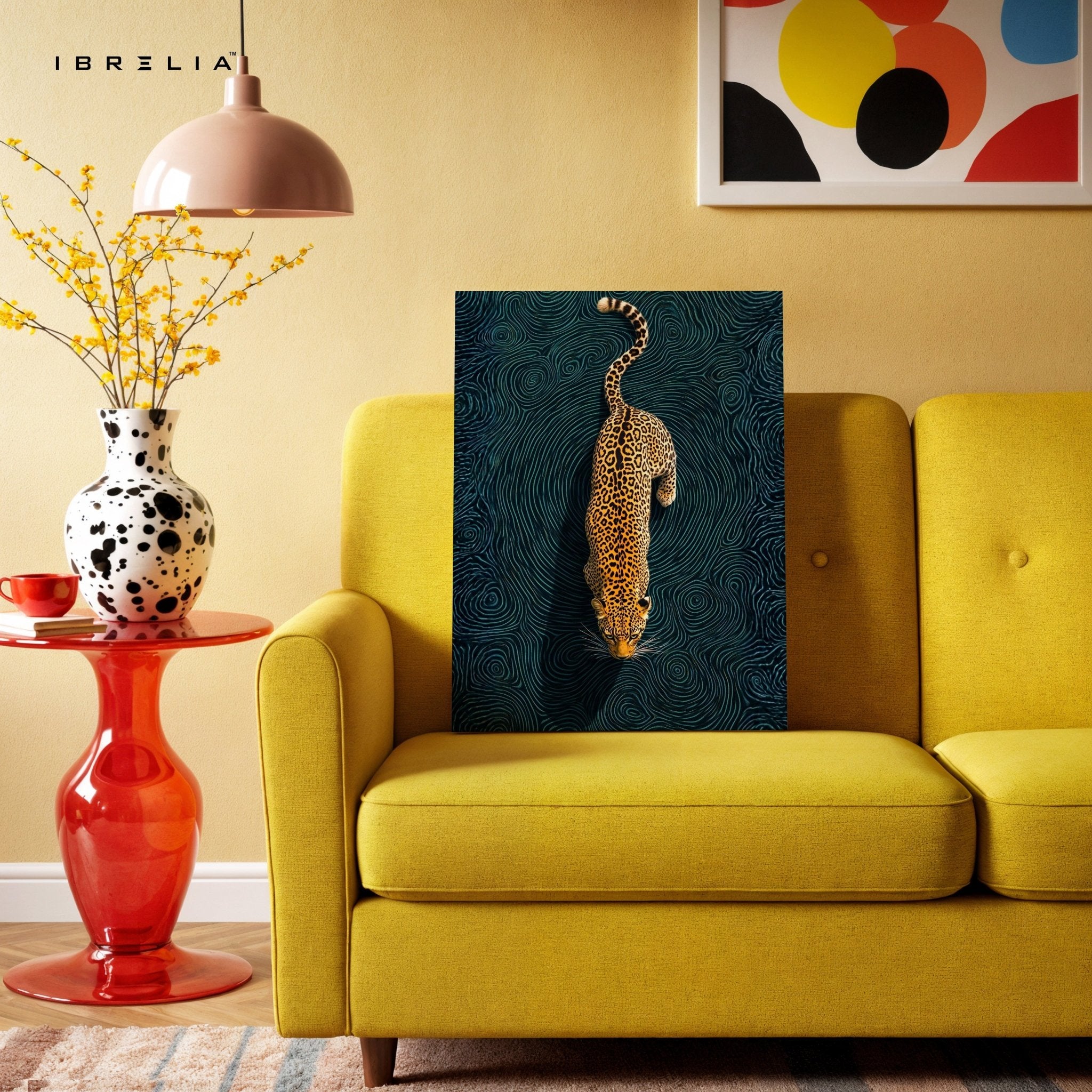 Golden Leopard Dive Wall Frame | 4K Ultra Wrap Frame Wall Art in Pakistan | IBRELIA™ - IBRELIA