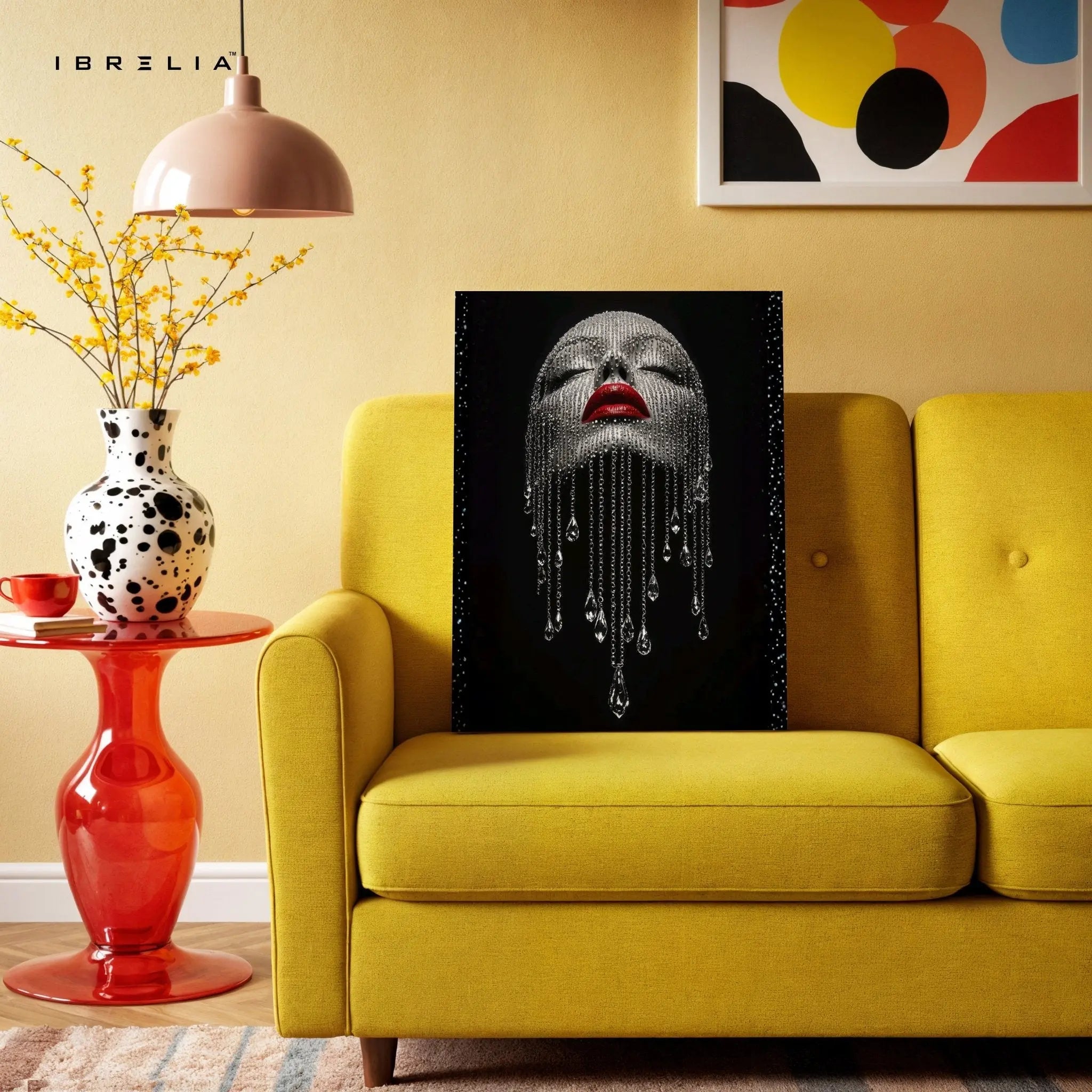 Diamond Veil Red Lips Wall Frame | 4K Ultra Wrap Frame Wall Art in Pakistan | IBRELIA™ - IBRELIA