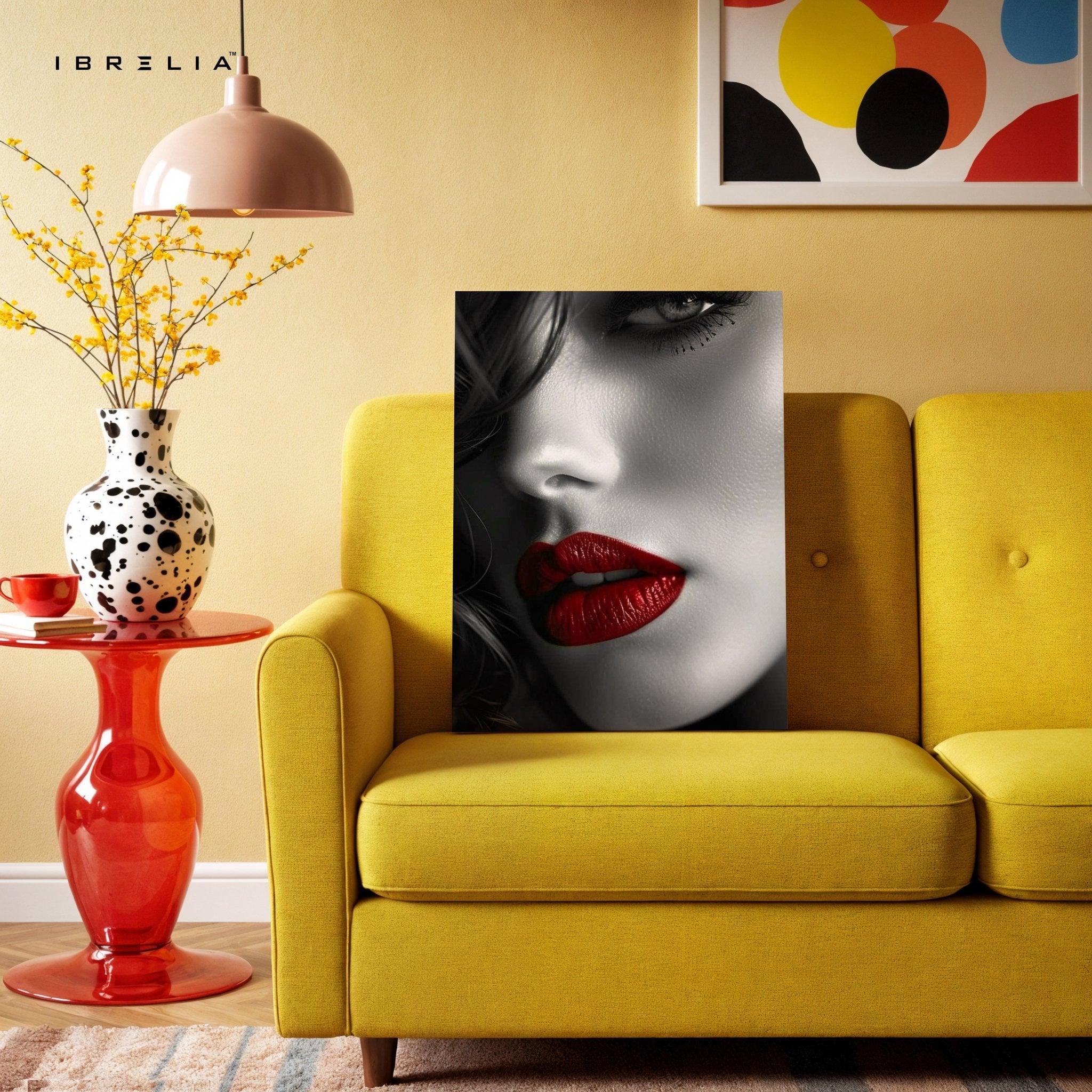 Red Lips Noir Wall Frame | 4K Ultra Wrap Frame Wall Art in Pakistan | IBRELIA™ - IBRELIA