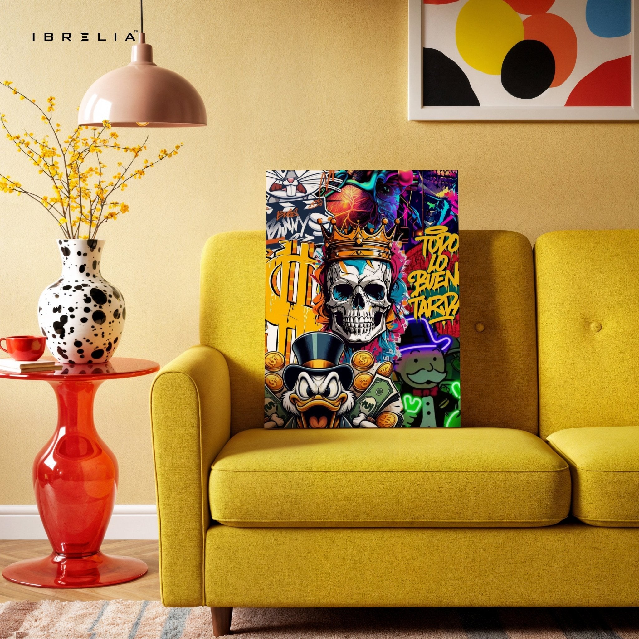 Crowned Skull Money Graffiti Wall Frame | 4K Ultra Wrap Frame Wall Art in Pakistan | IBRELIA™ - IBRELIA