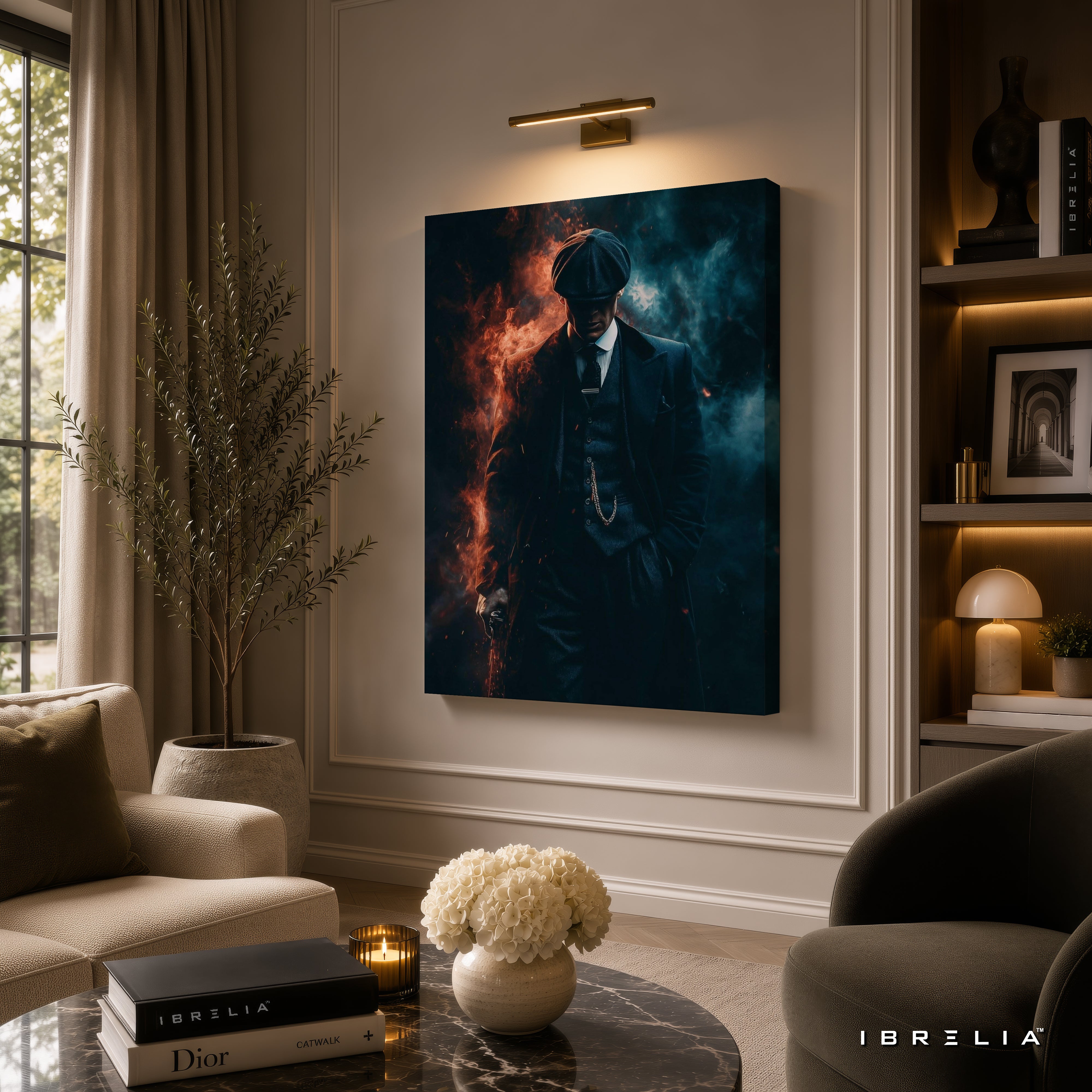 Thomas Shelby Fire & Smoke Premium Wall Art – Peaky Blinders 4K Wrapped MDF Frame | IBRELIA™