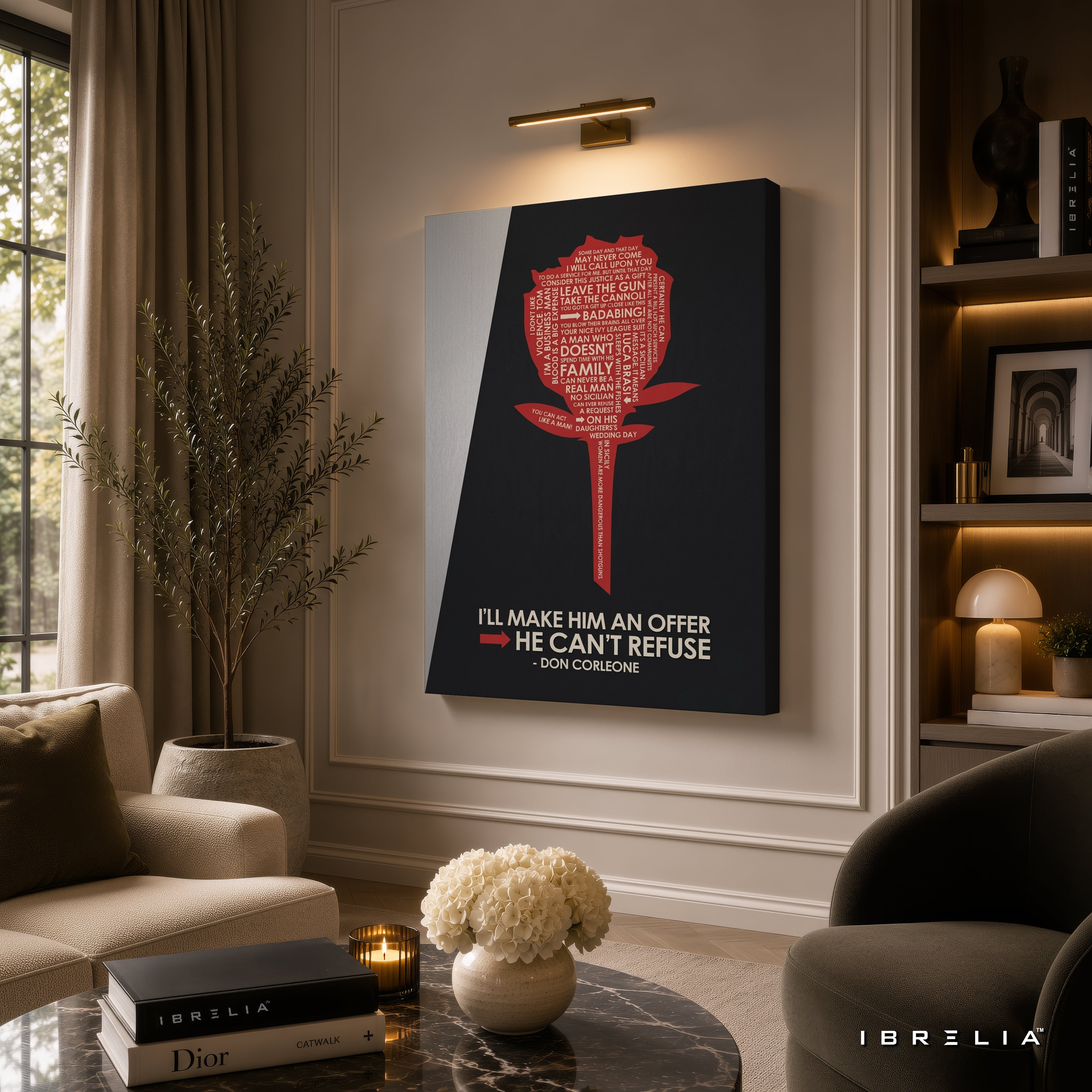 The Godfather Quote Wall Art – Don Corleone "I'll Make Him An Offer He Can't Refuse" Premium Movie Wall Decor | IBRELIA™