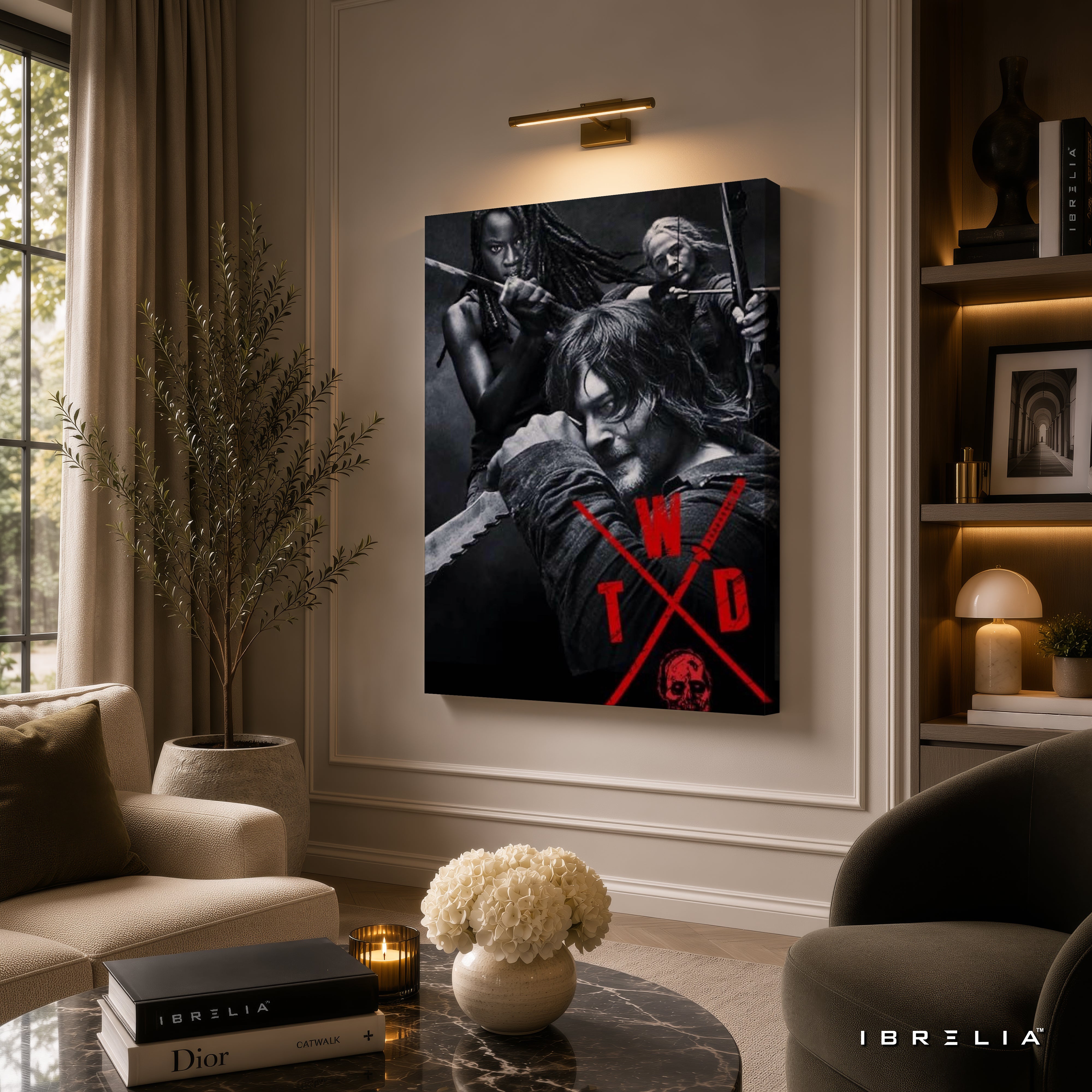 The Walking Dead Premium Wall Art – Daryl Dixon, Michonne & Carol 4K Wrapped MDF Frame | IBRELIA™