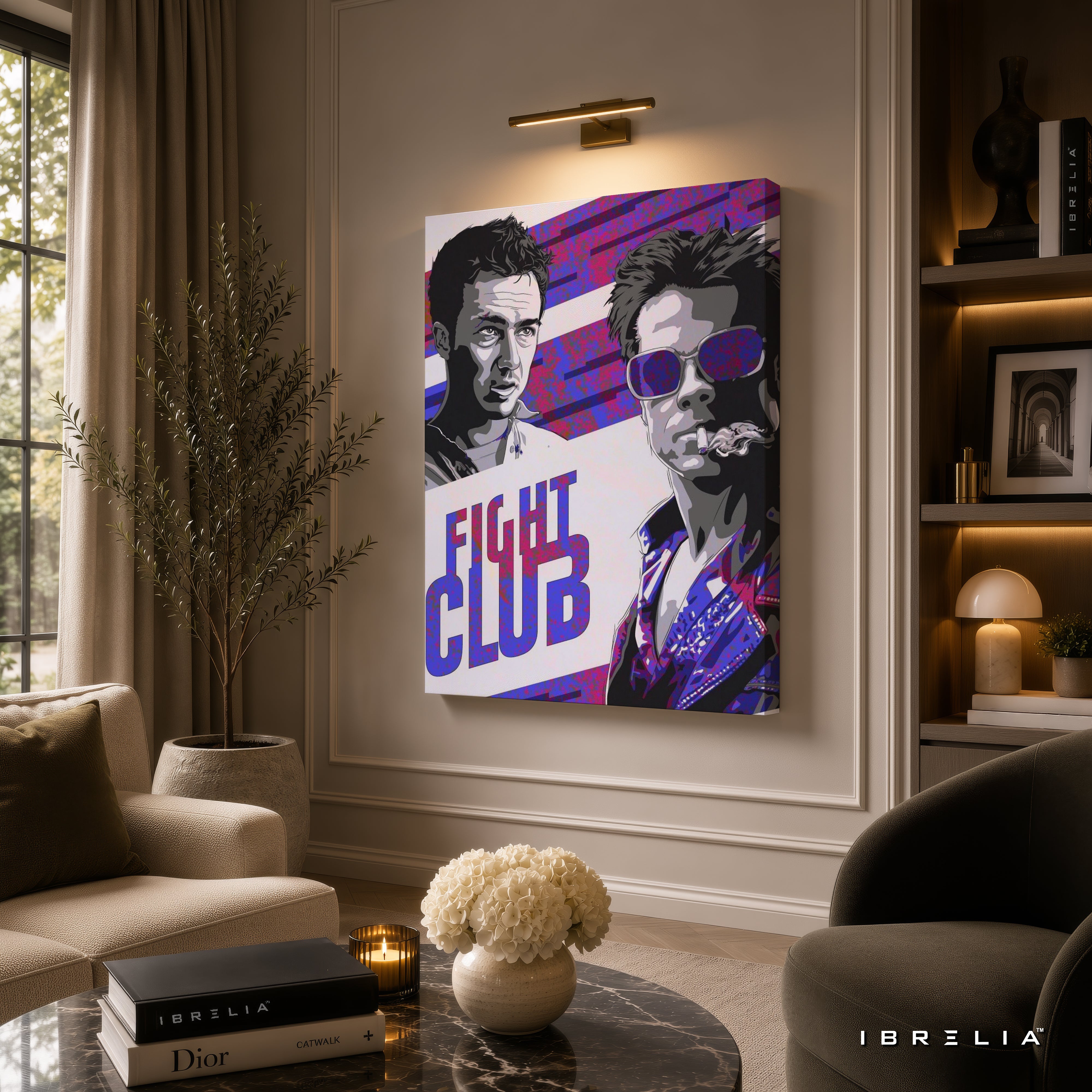 Fight Club Premium Canvas Wall Art – Tyler Durden & The Narrator Movie Artwork | Cult Classic Cinema Decor | IBRELIA™