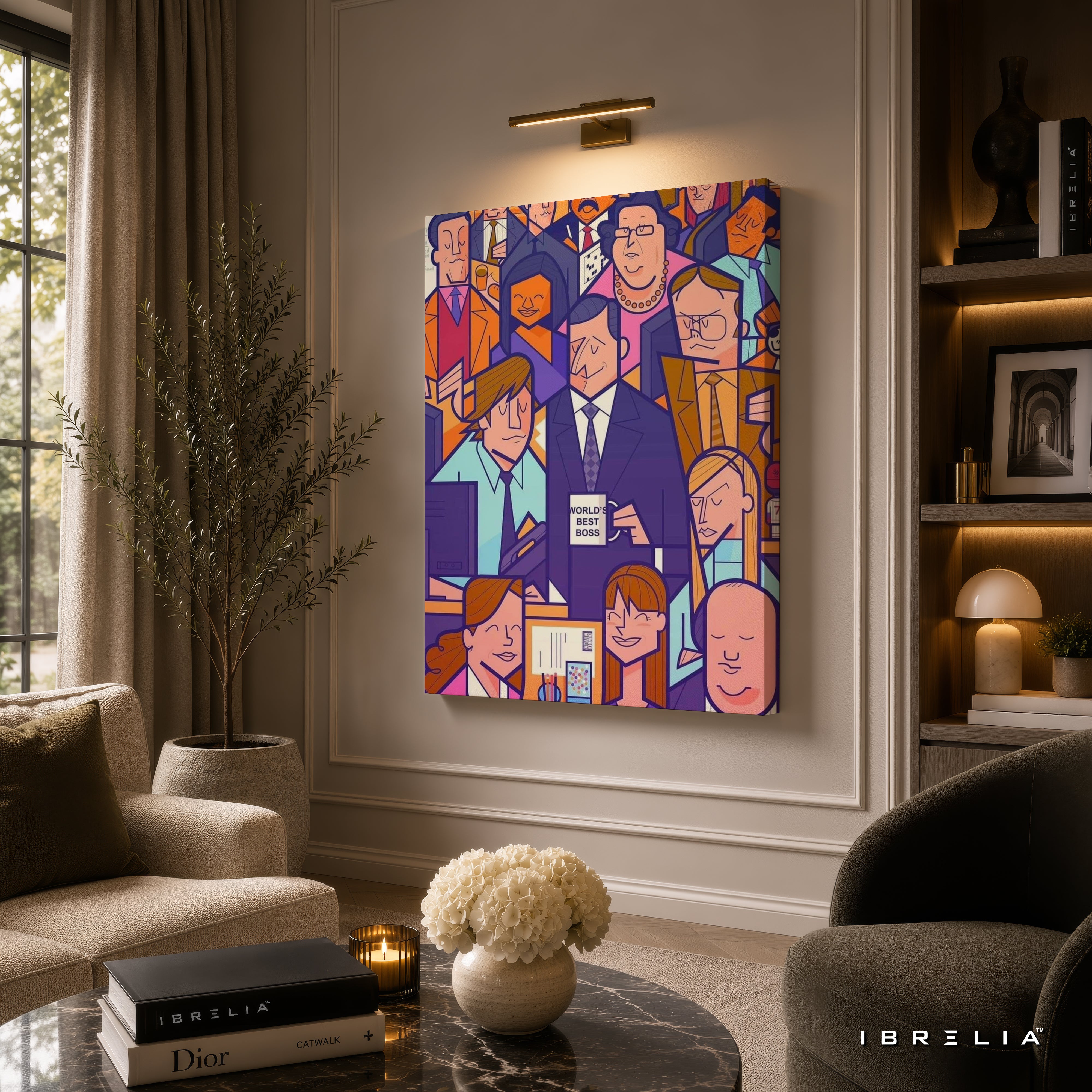 The Office Geometric Character Wall Art – Modern Abstract Dunder Mifflin Art 4K Wrapped MDF Frame | IBRELIA™