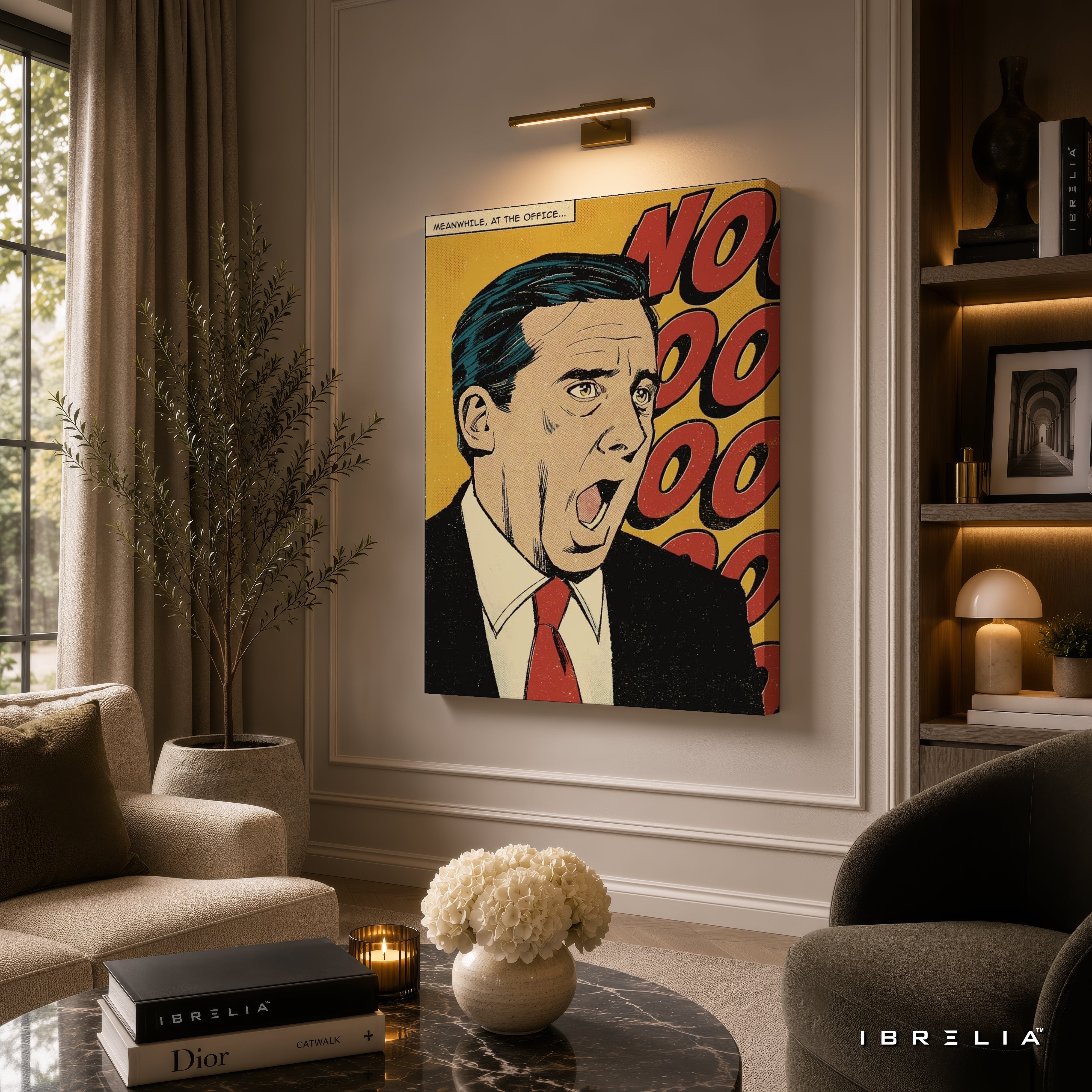 The Office "NOOO!" Michael Scott Premium Wall Art – Vintage Comic Pop Art 4K Wrapped MDF Frame | IBRELIA™