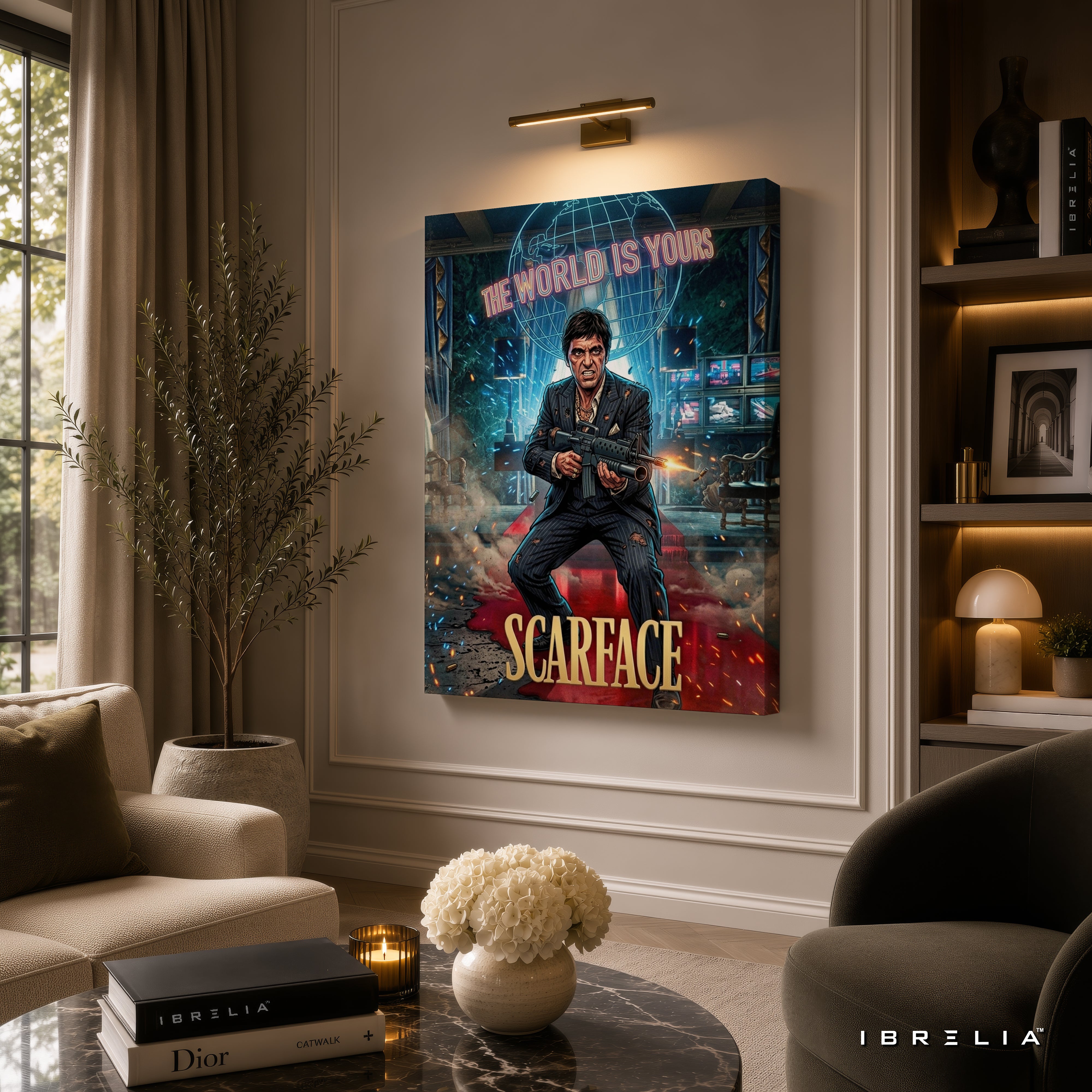 Scarface Movie Wall Art – Tony Montana "The World Is Yours" Action Premium Wrapped MDF Wall Decor | IBRELIA™