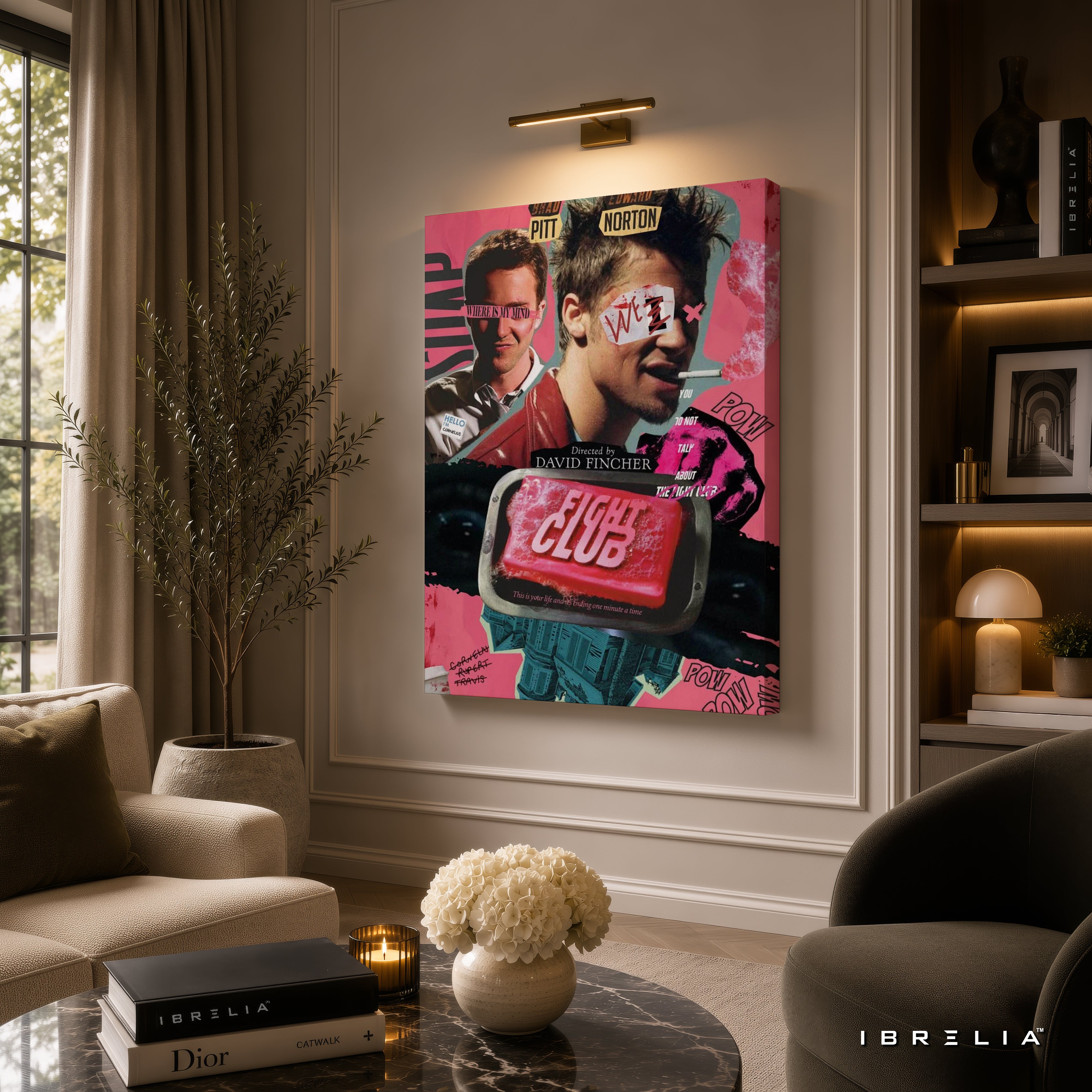 Fight Club Soap Poster Premium Canvas Wall Art – Tyler Durden Vintage Movie Collage Artwork | Cult Classic Canvas Decor | IBRELIA™