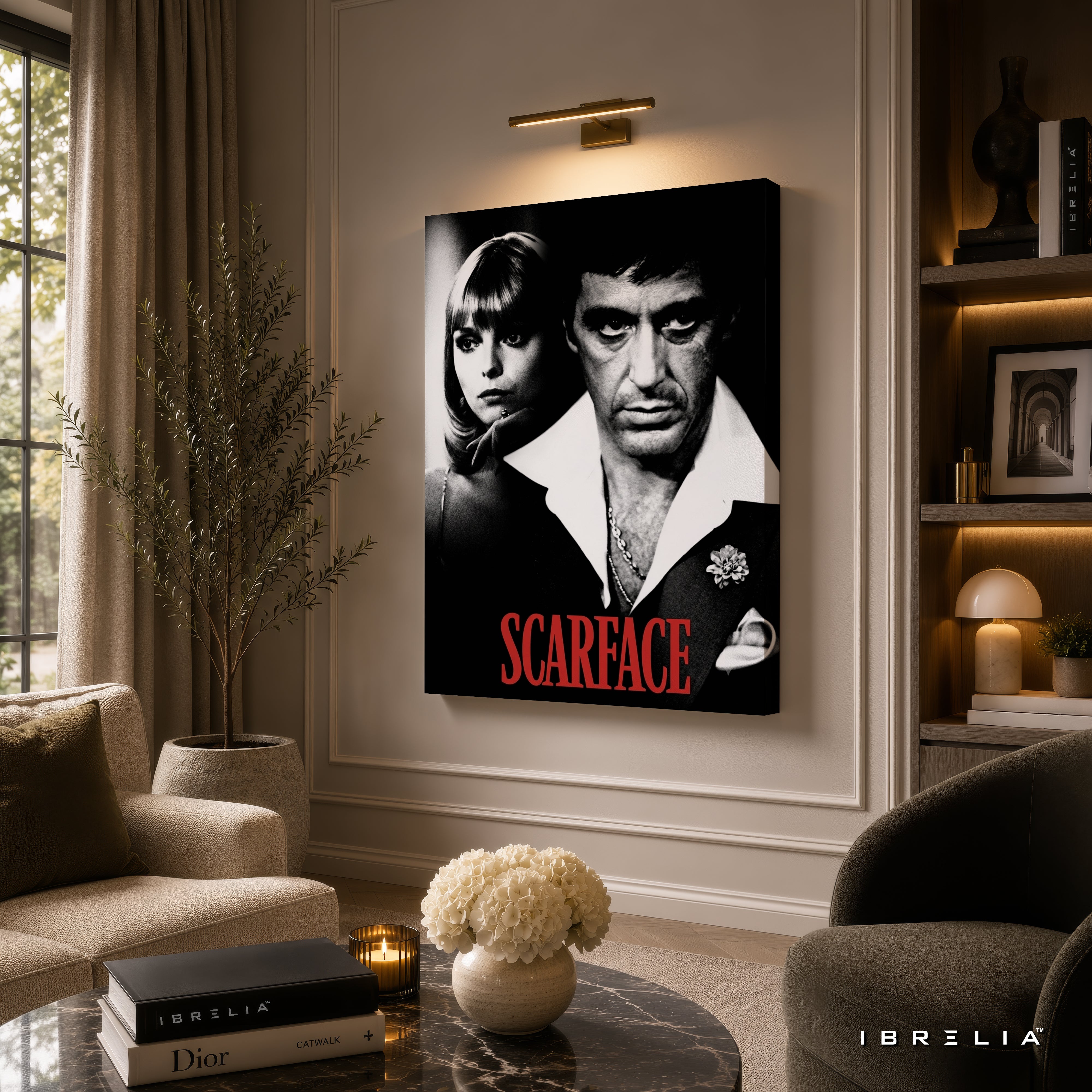 Scarface Movie Wall Art – Tony Montana Vintage Black & White Premium Wrapped MDF Wall Decor | IBRELIA™
