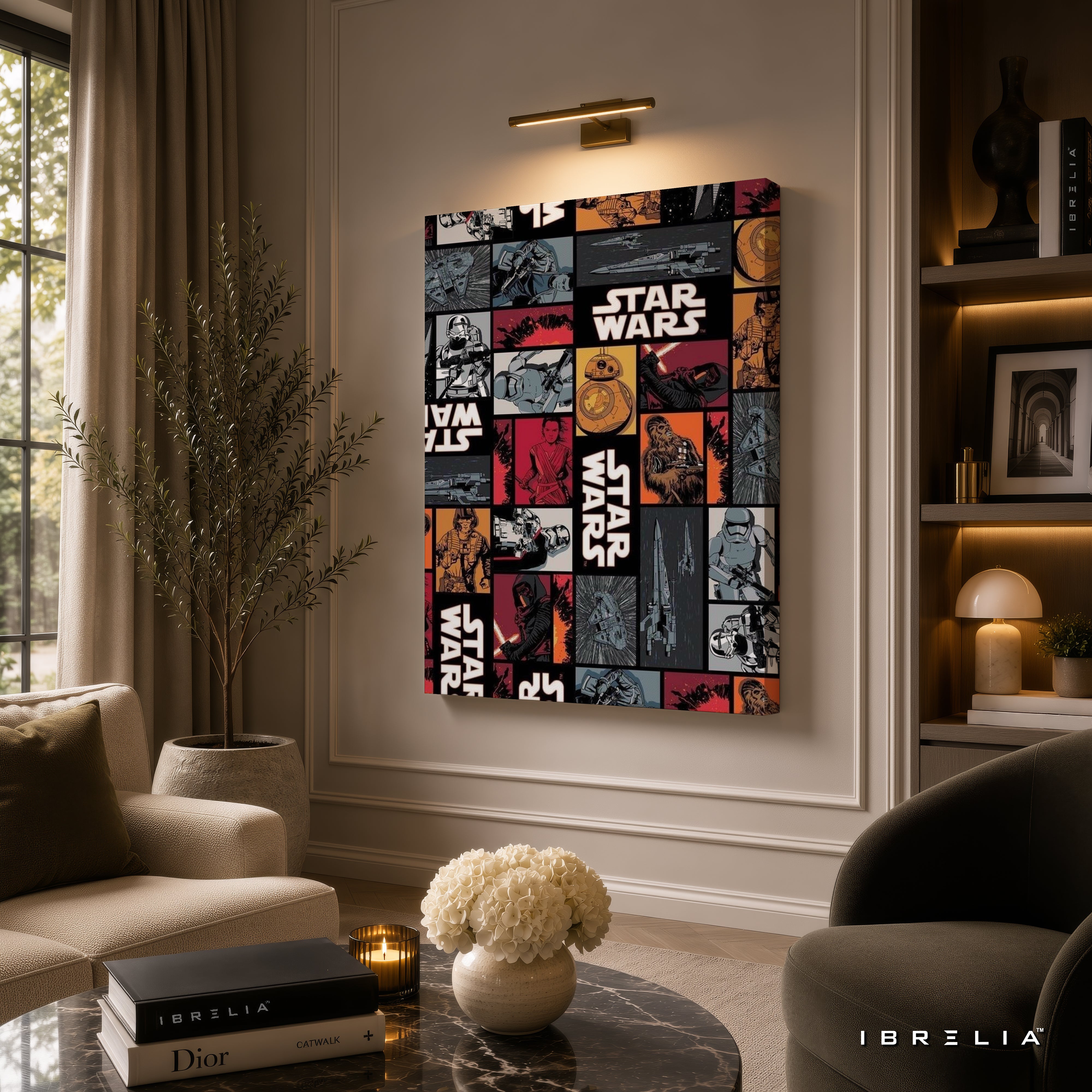 Star Wars Comic Collage Premium Canvas Wall Art – Retro Galaxy Poster | Sci-Fi Movie Decor | IBRELIA™