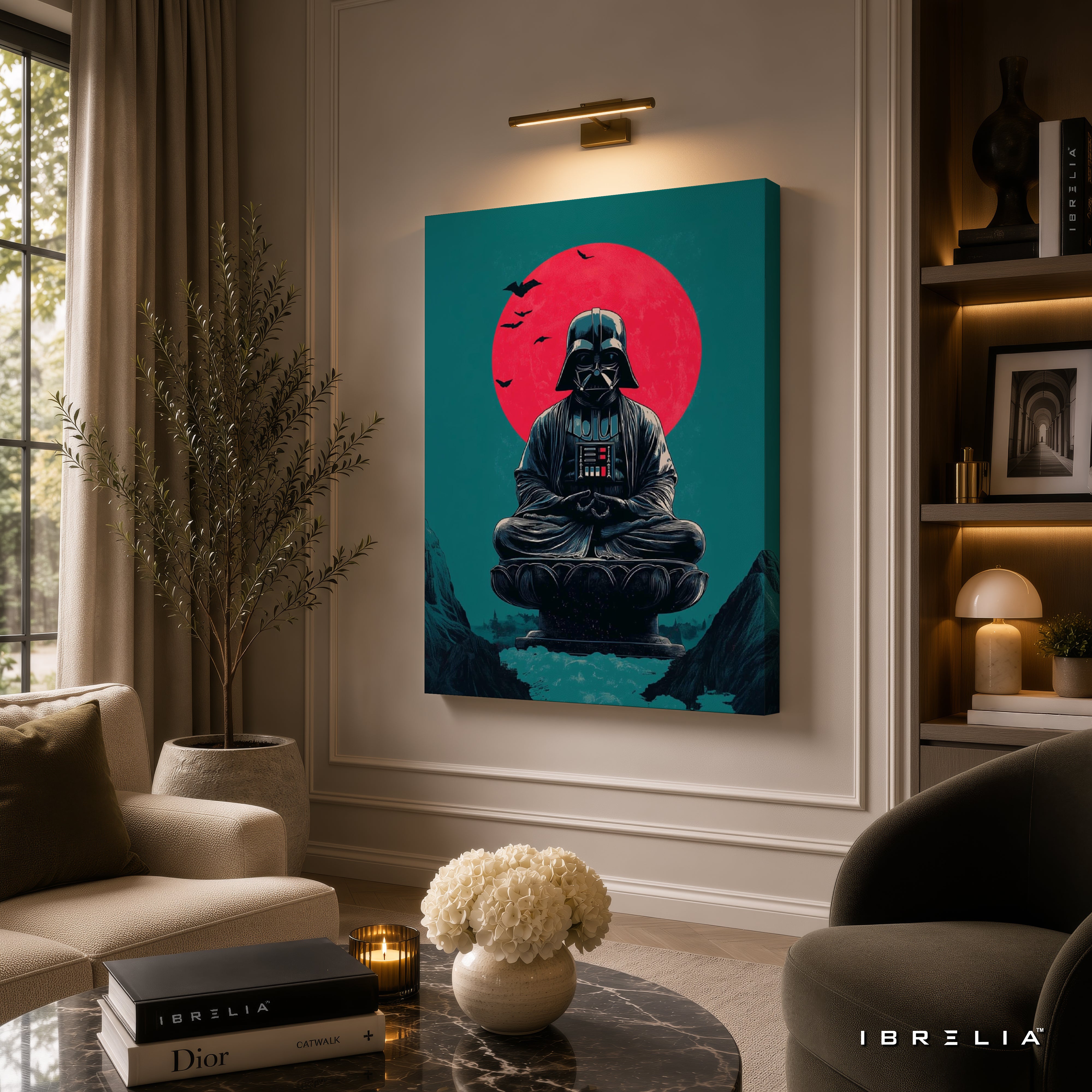 Darth Vader Zen Premium Canvas Wall Art – Star Wars Meditation Artwork | Sci-Fi Movie Decor | IBRELIA™