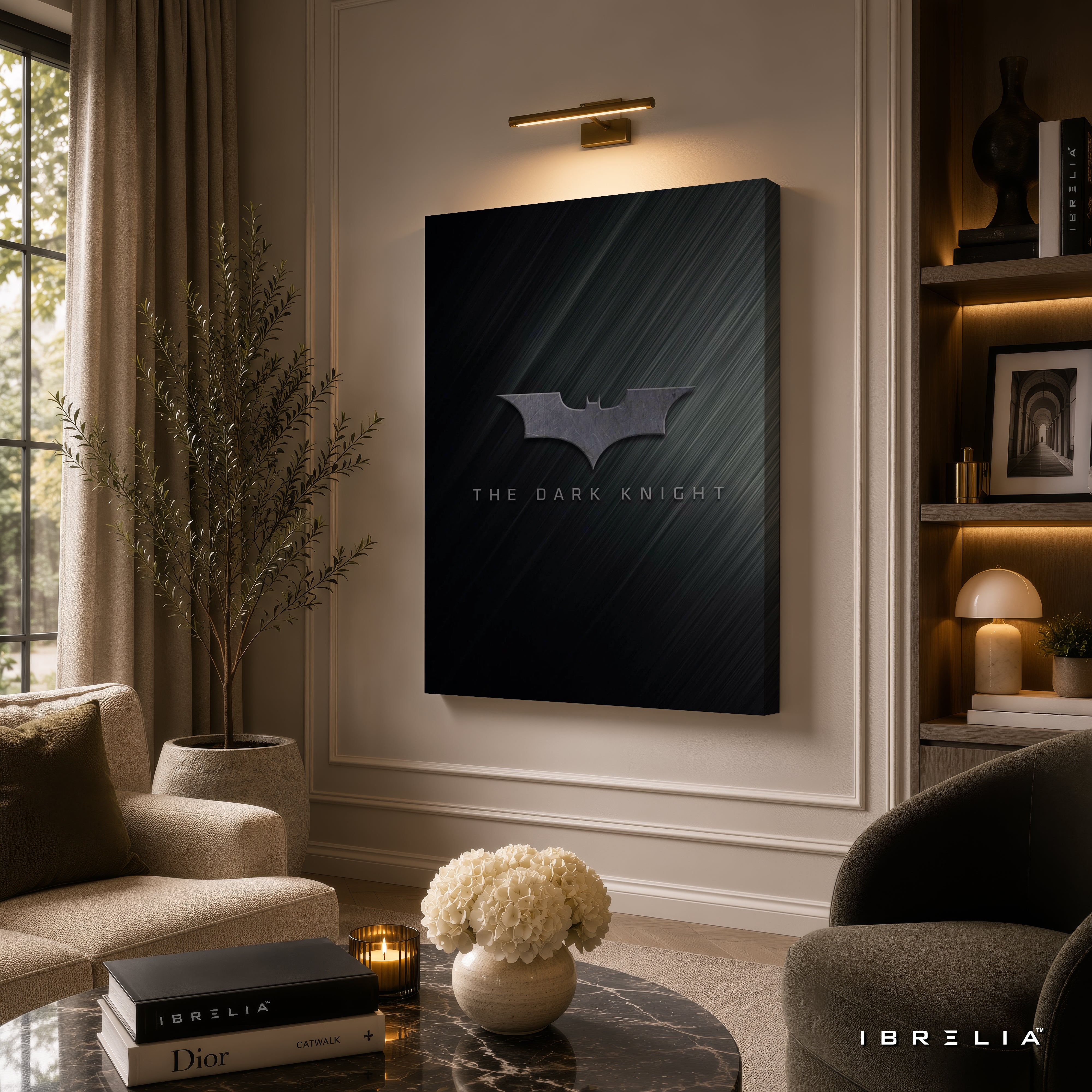 The Dark Knight Batman Logo Minimalist Wall Art – Premium Wrapped MDF Wall Decor | IBRELIA™