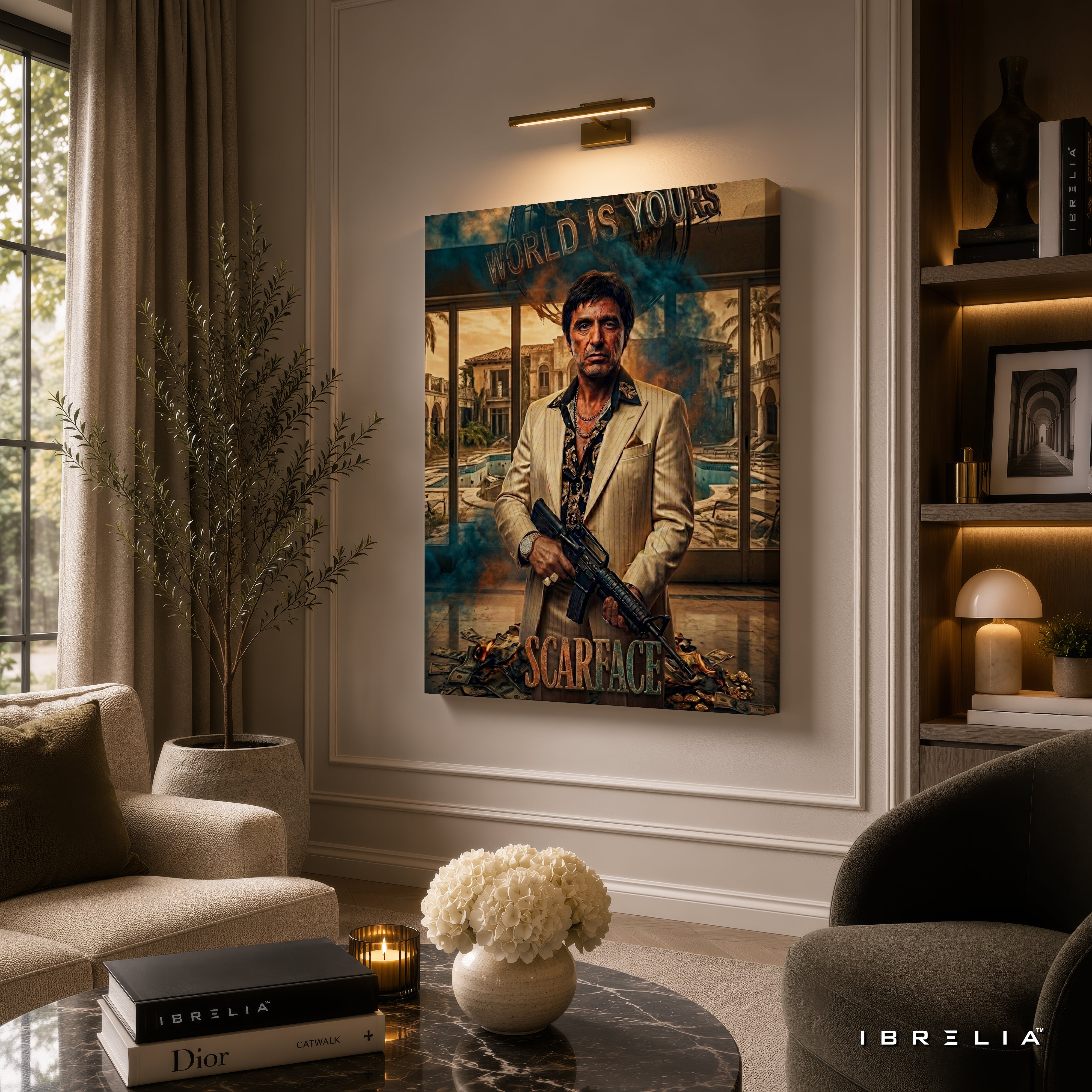 Scarface Movie Wall Art – Tony Montana "The World Is Yours" Premium Wrapped MDF Wall Decor | IBRELIA™