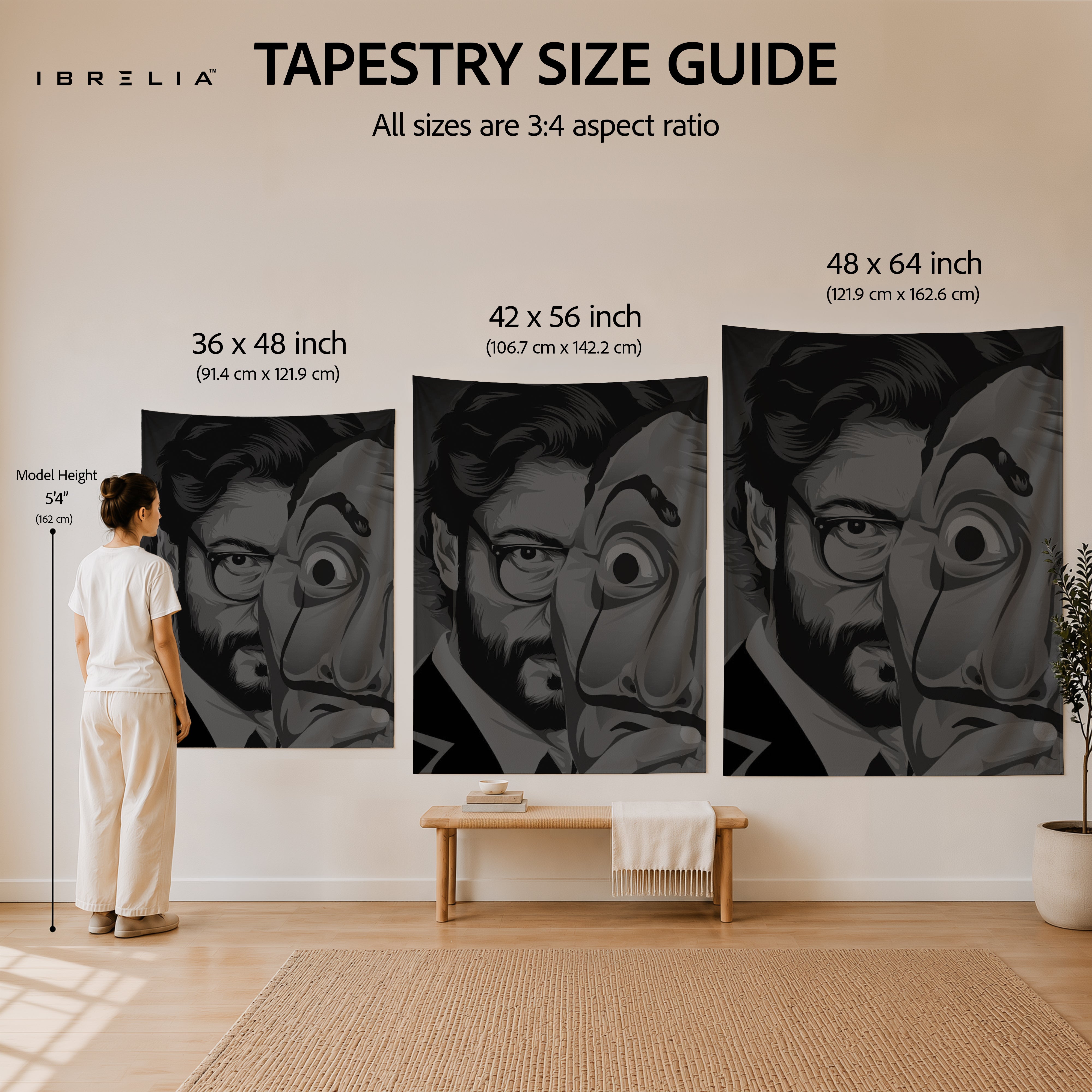 The Professor & Salvador Dalí Mask Wall Tapestry | Premium Heavyweight Jute Fabric Wall Hanging