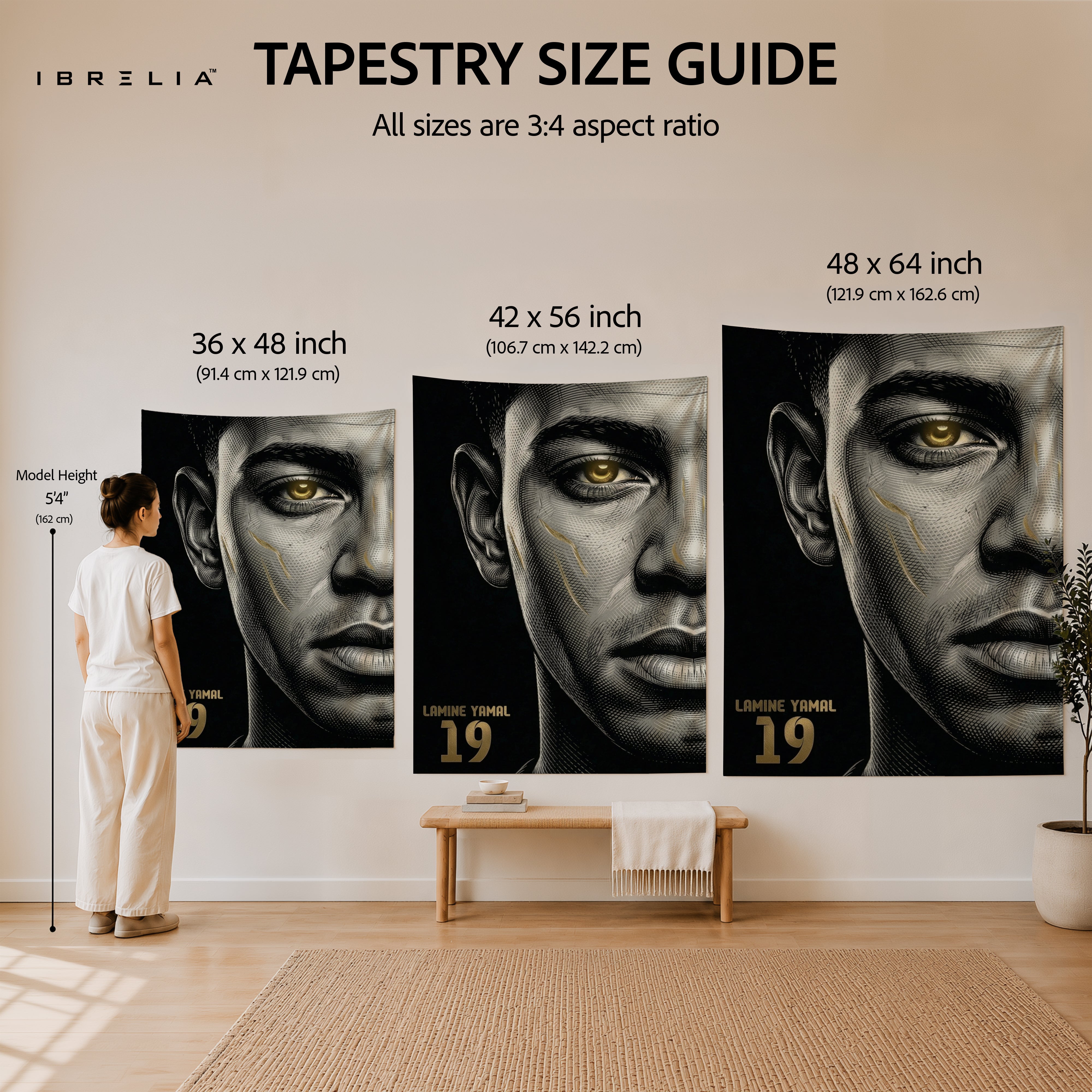 Lamine Yamal Minimalist Portrait Wall Tapestry | Premium Heavyweight Jute Fabric Wall Hanging