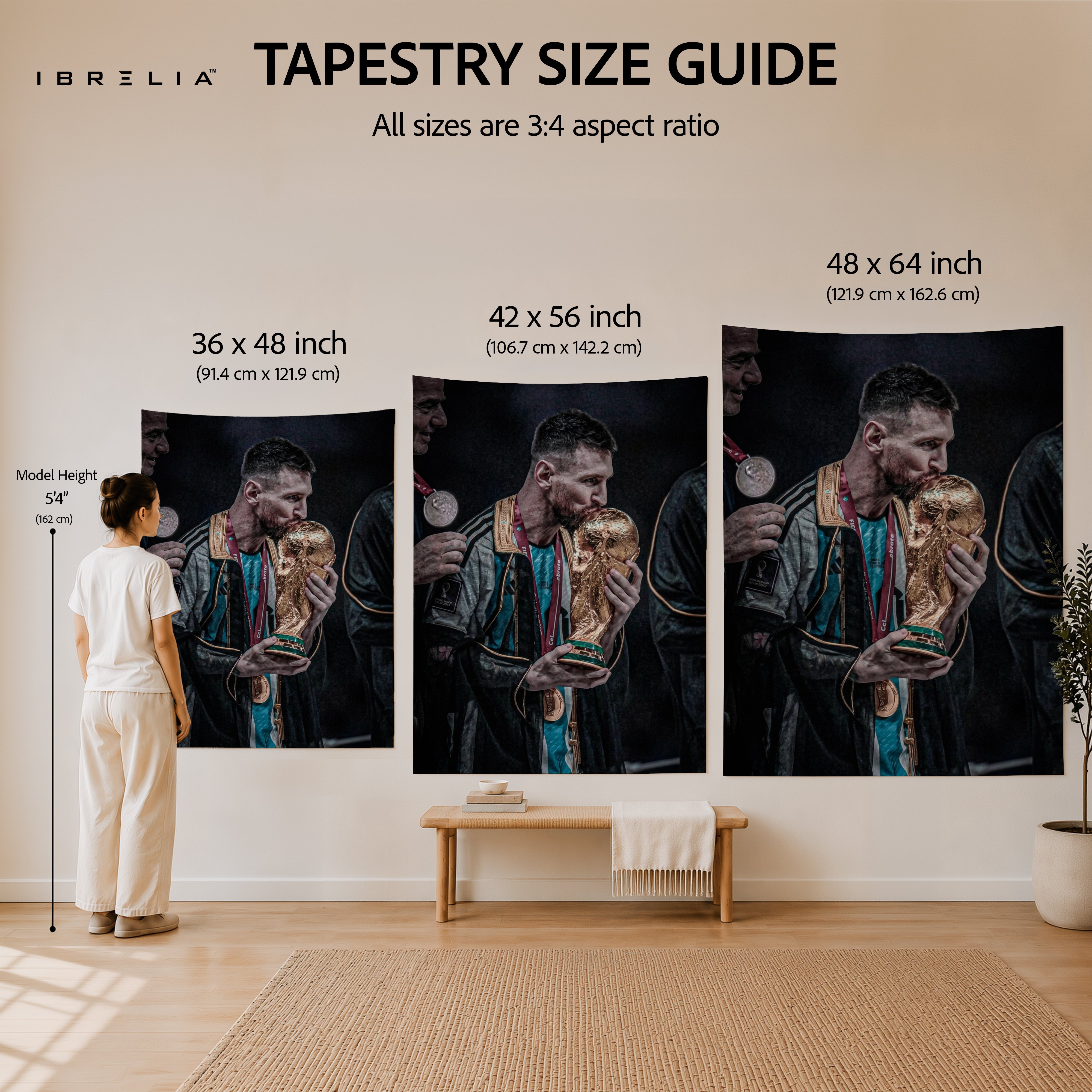 Lionel Messi World Cup Kiss Wall Tapestry | Premium Heavyweight Jute Fabric Wall Hanging