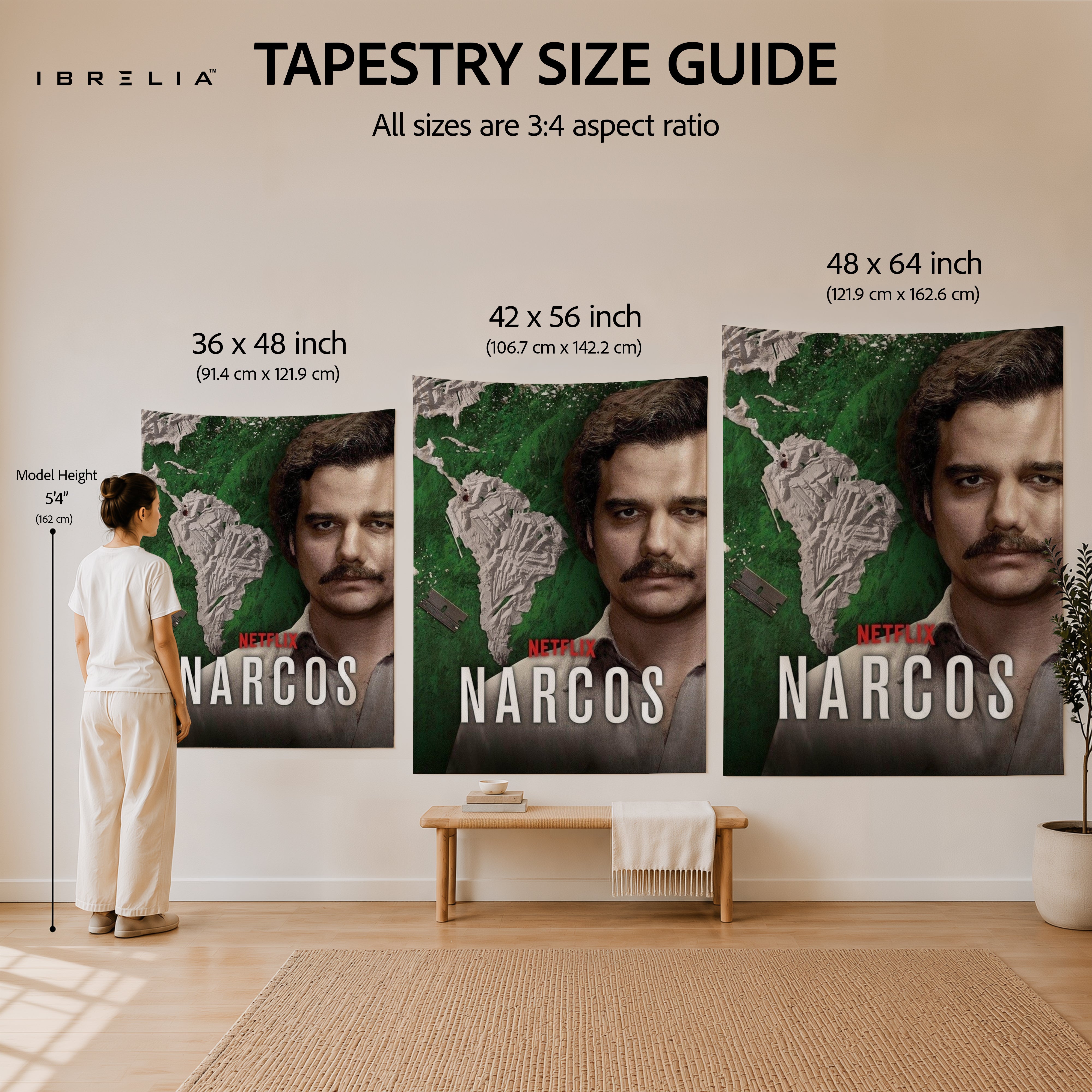Narcos Pablo Escobar Portrait Wall Tapestry | Premium Heavyweight Jute Fabric Wall Hanging