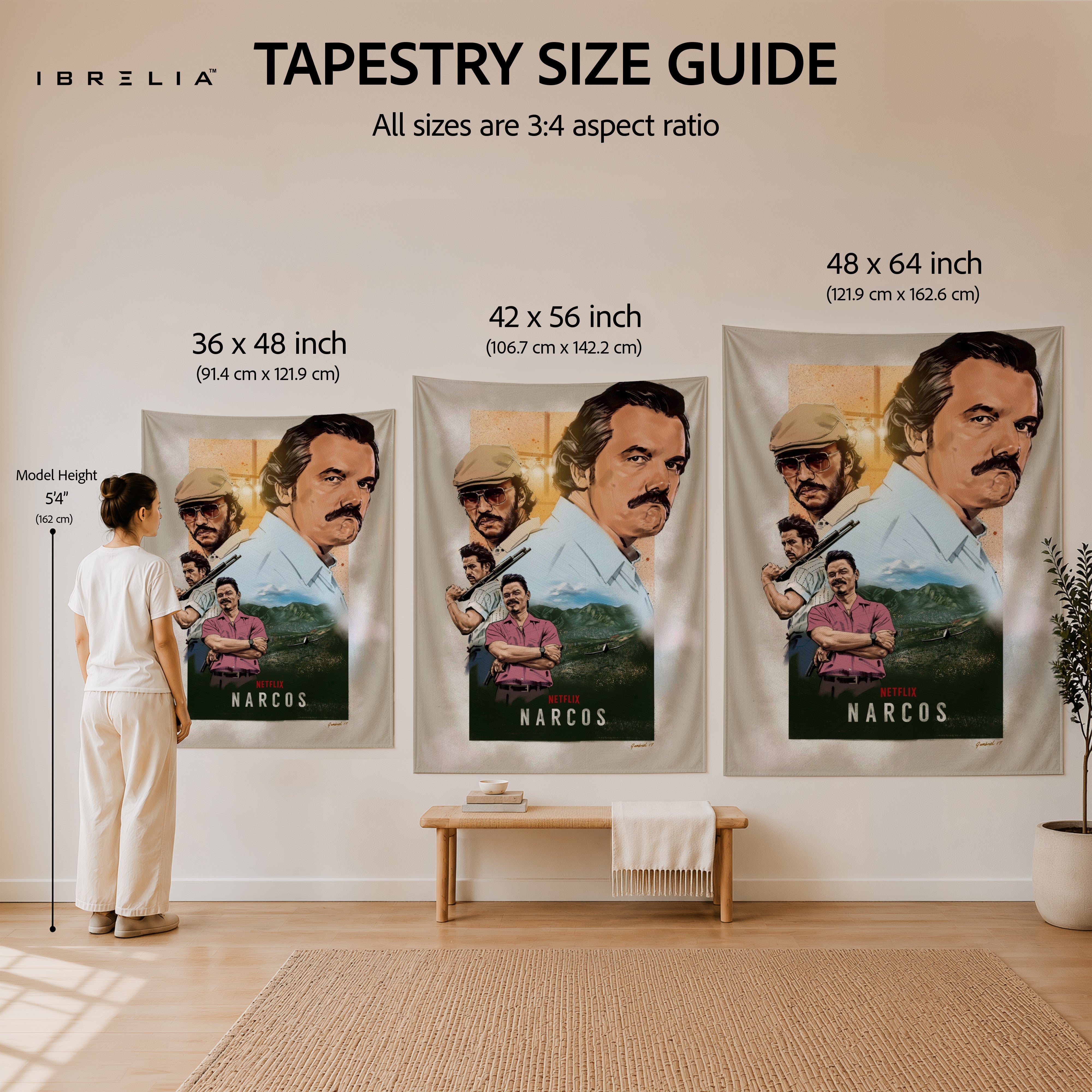 Narcos Pablo Escobar Collage Wall Tapestry | Premium Heavyweight Jute Fabric Wall Hanging