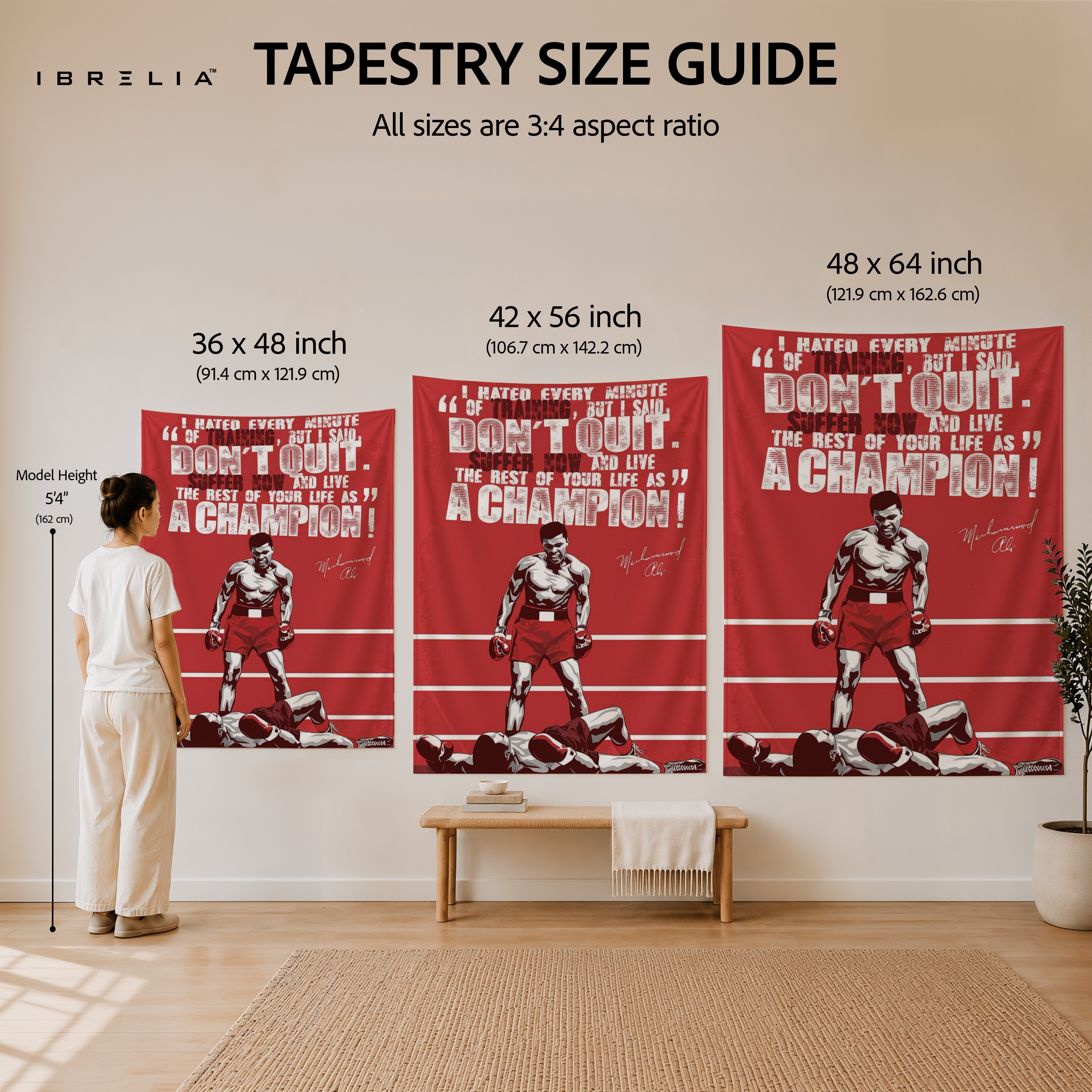 Muhammad Ali Champion Mindset Wall Tapestry | Premium Heavyweight Jute Fabric Wall Hanging