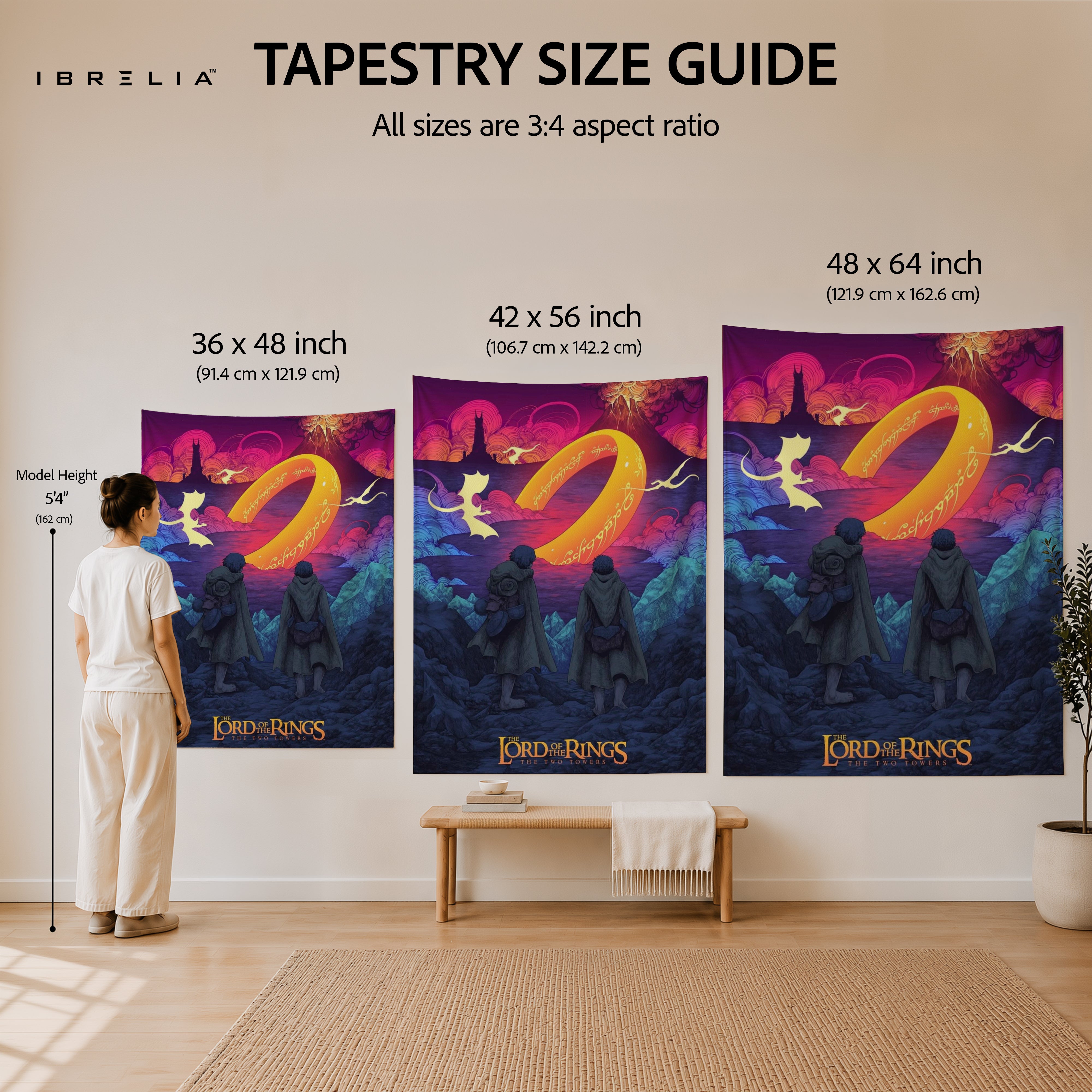 The Lord of the Rings The Two Towers Wall Tapestry – One Ring Fantasy Wall Hanging