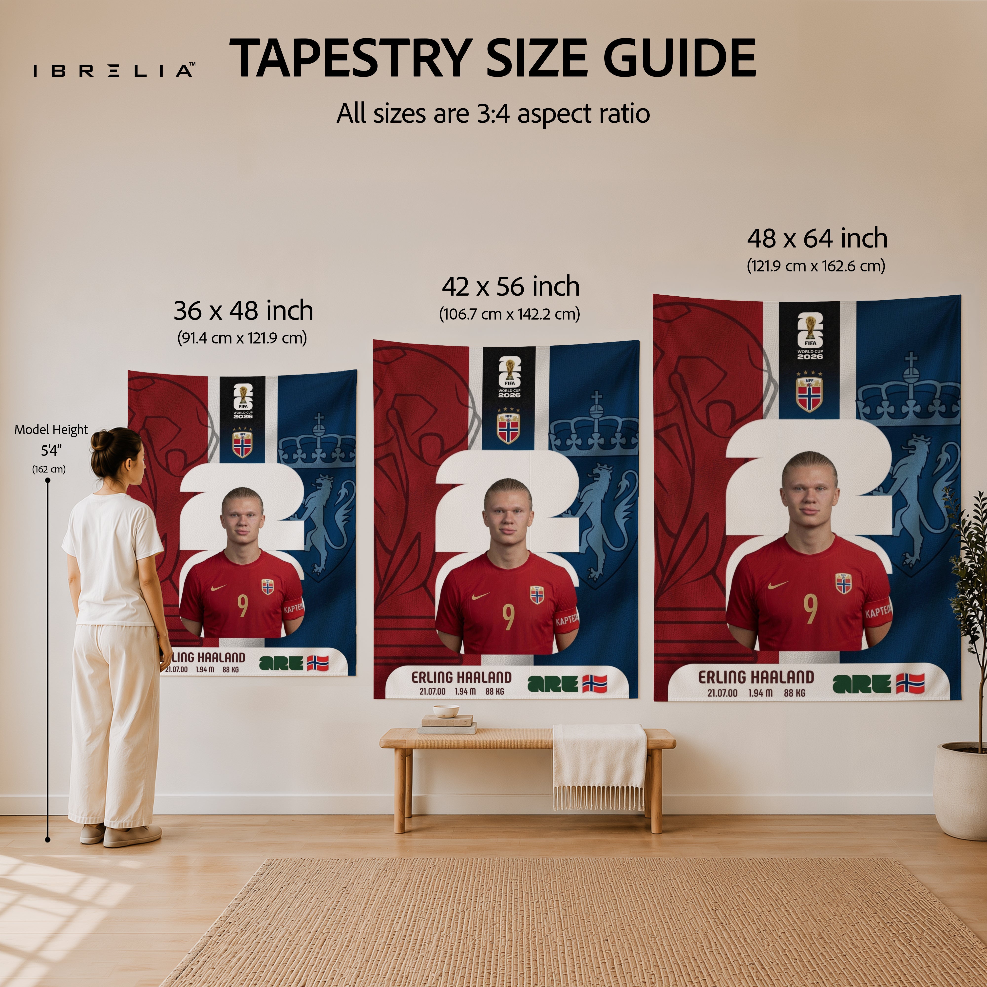 Erling Haaland Norway World Cup 2026 Wall Tapestry | Premium Heavyweight Jute Fabric Wall Hanging