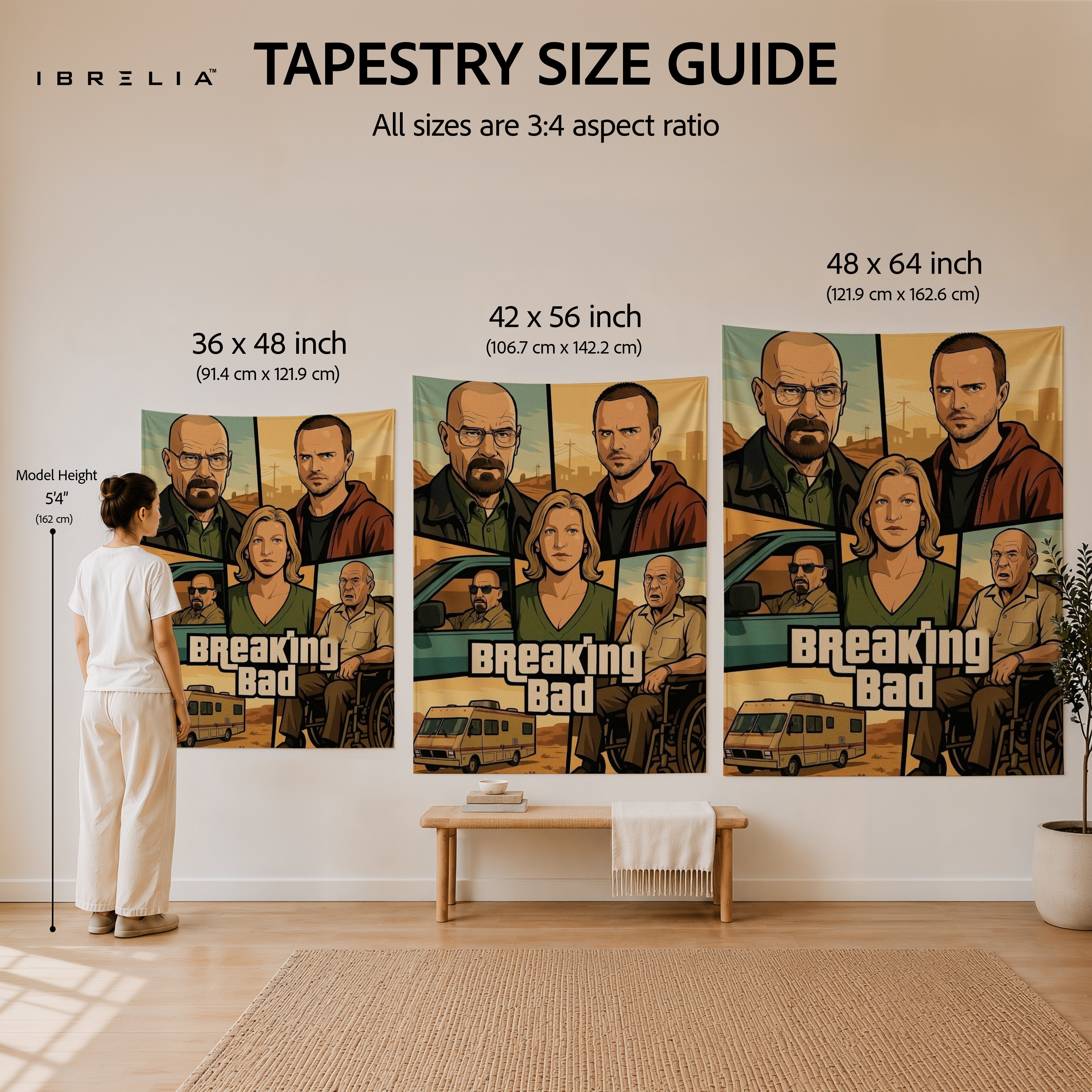 Breaking Bad Vintage Character Collage Wall Tapestry – Walter White & Jesse Pinkman Artwork