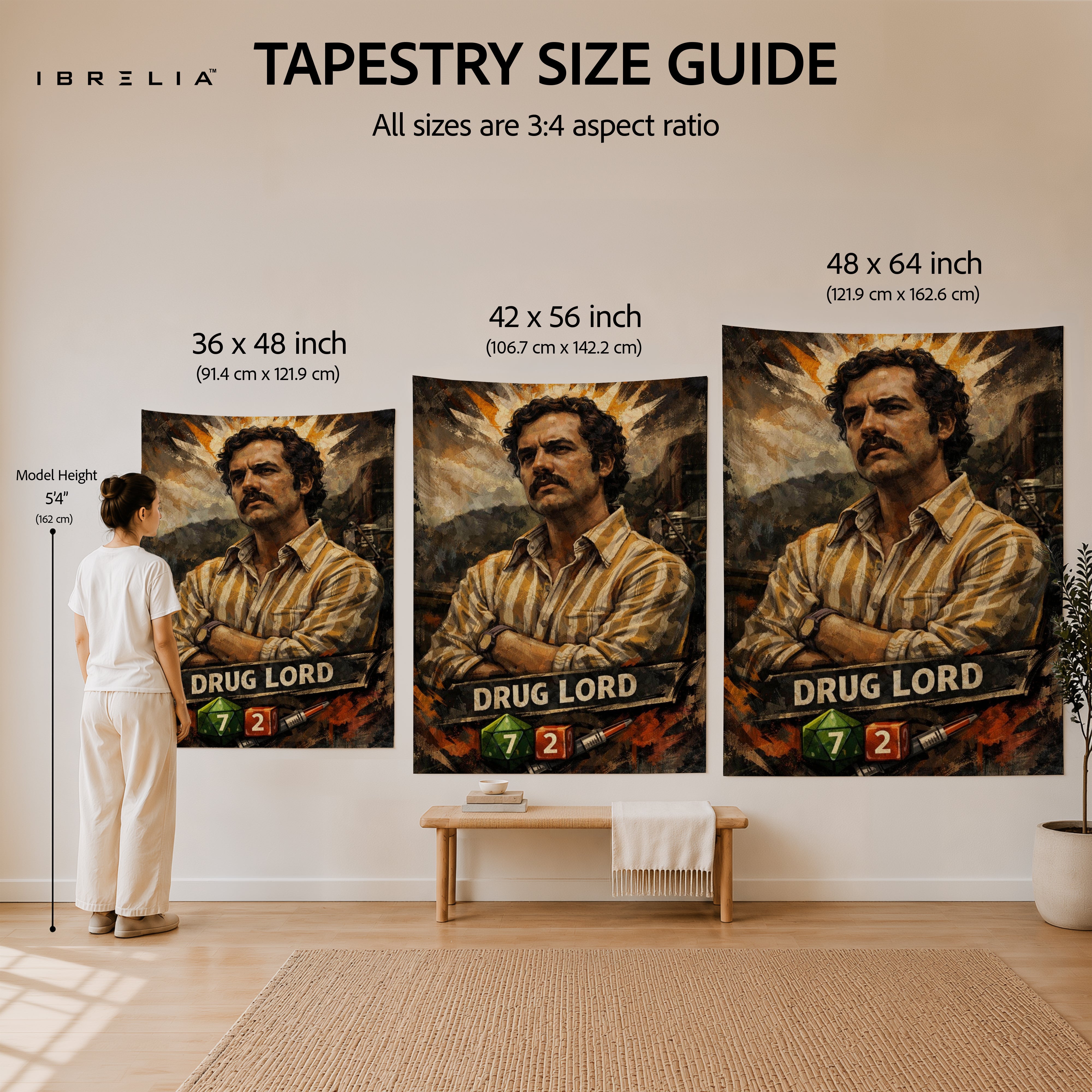 Pablo Escobar Drug Lord Wall Tapestry | Premium Heavyweight Jute Fabric Wall Hanging