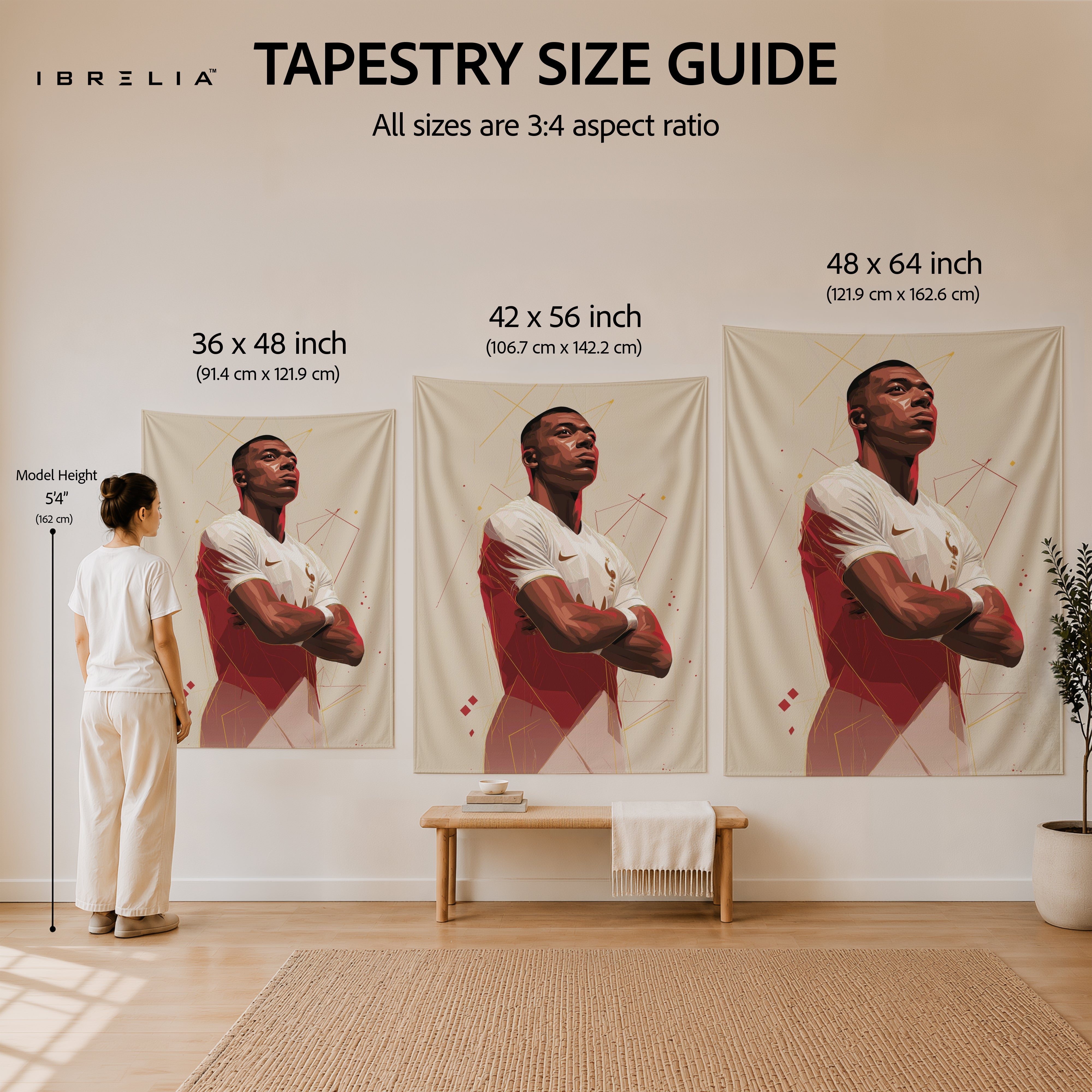 Kylian Mbappé Minimalist Portrait Wall Tapestry | Premium Heavyweight Jute Fabric Wall Hanging