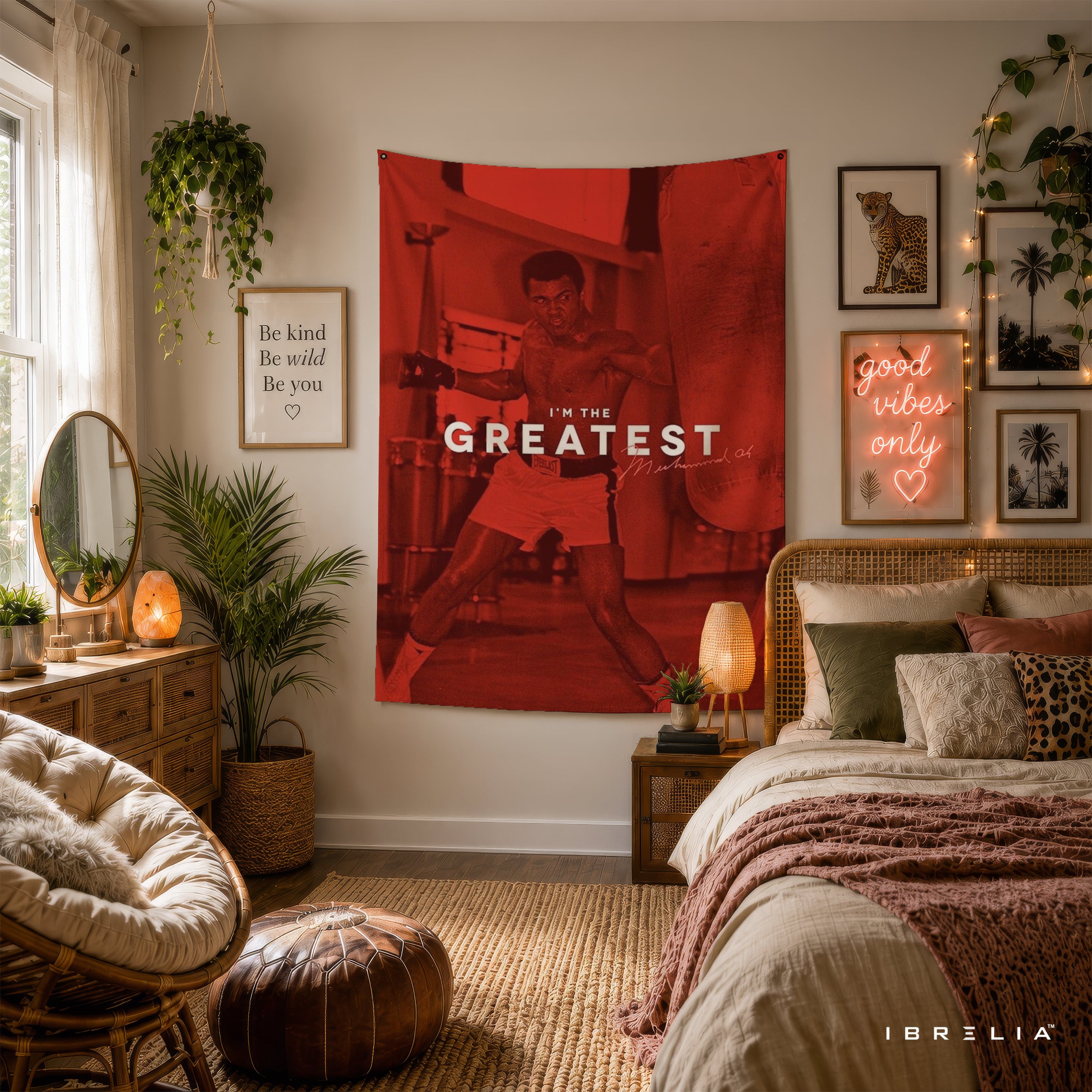 Muhammad Ali I'm The Greatest Wall Tapestry | Premium Heavyweight Jute Fabric Wall Hanging