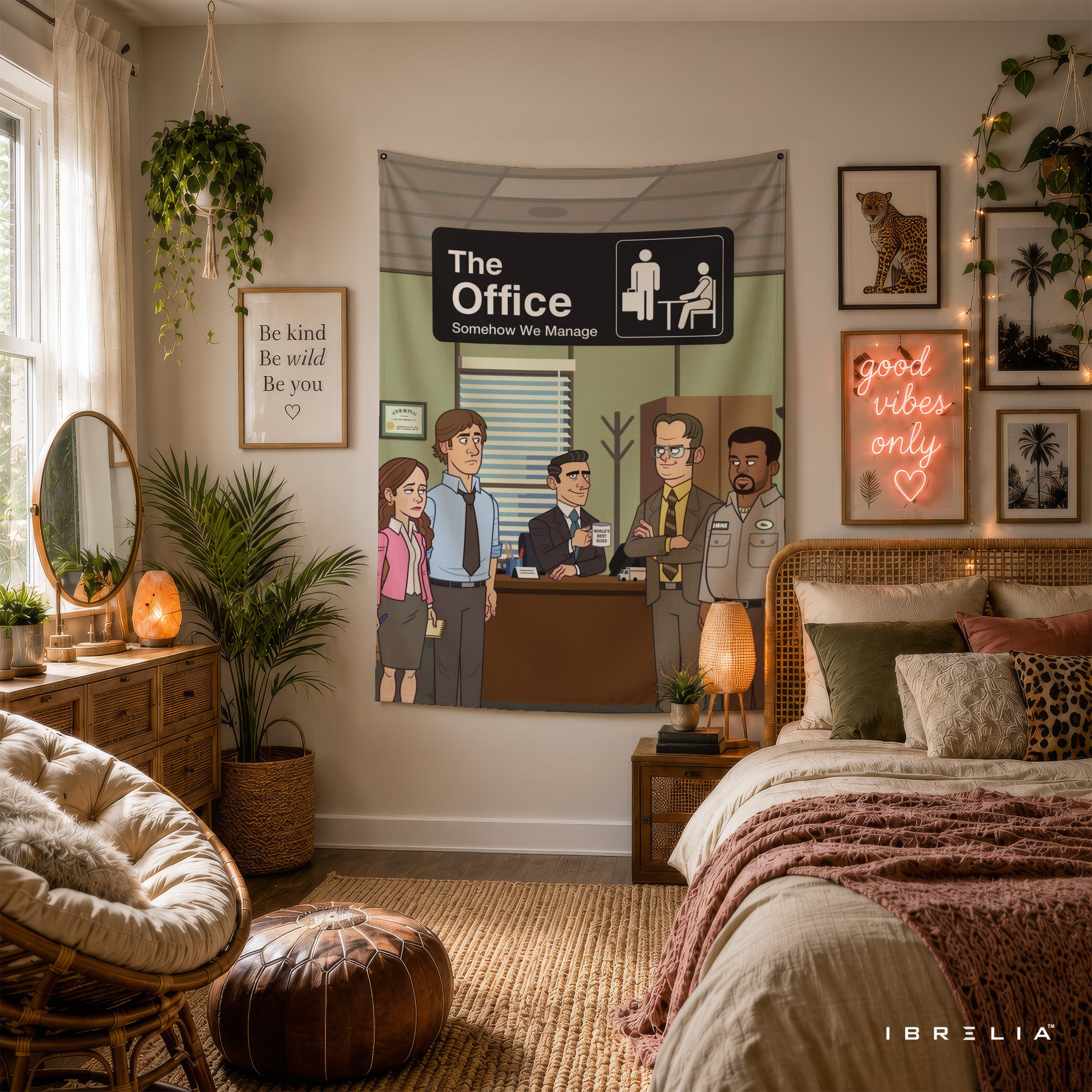 The Office Somehow We Manage Wall Tapestry | Premium Heavyweight Jute Fabric Wall Hanging