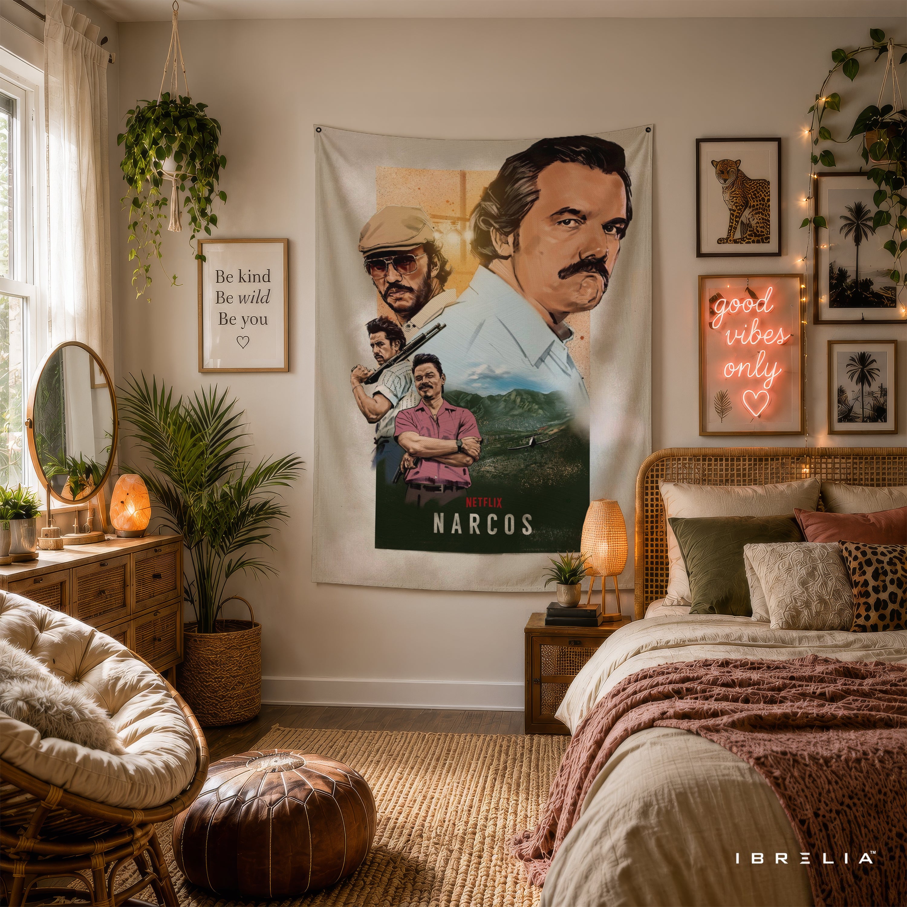 Narcos Pablo Escobar Collage Wall Tapestry | Premium Heavyweight Jute Fabric Wall Hanging