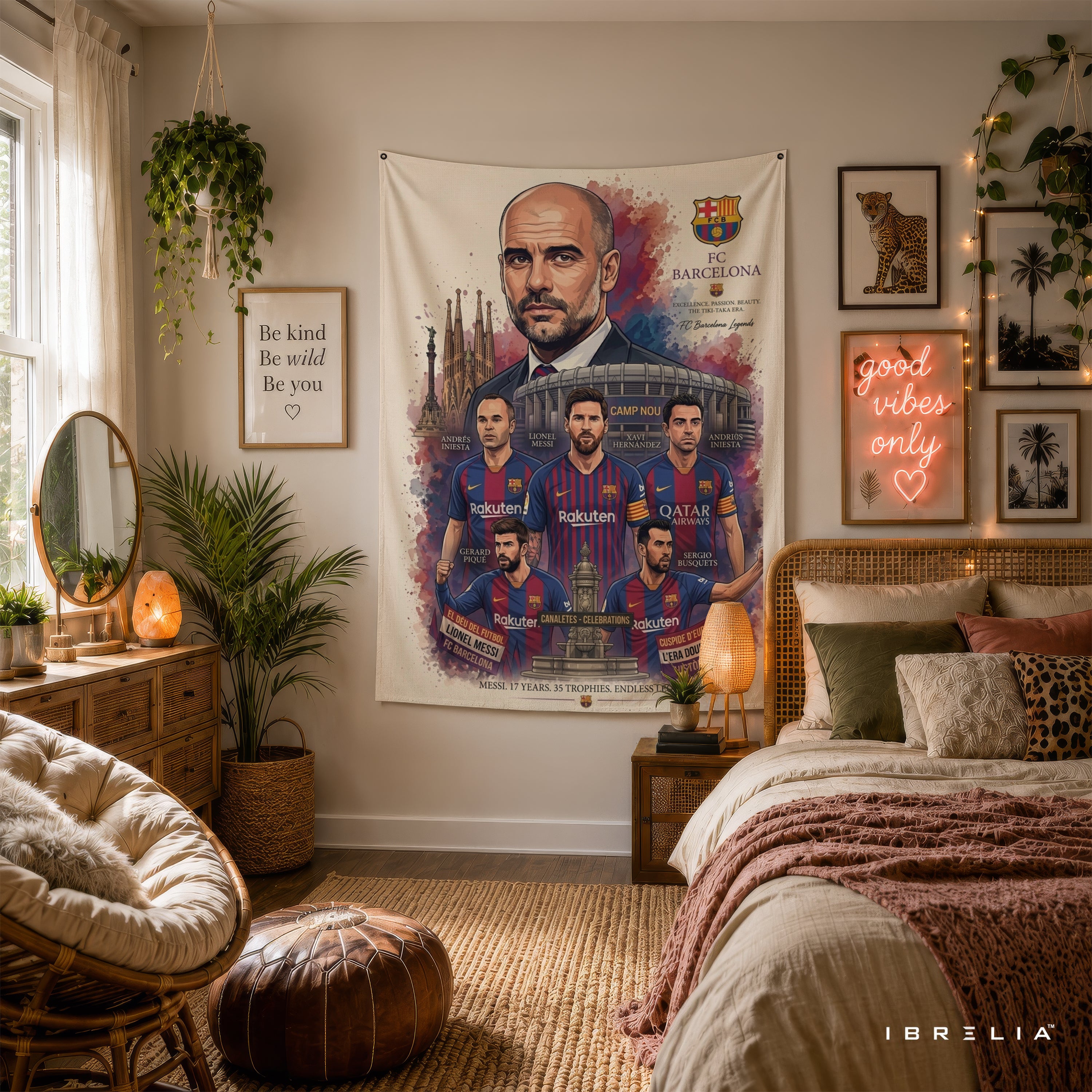 Pep Guardiola FC Barcelona Legend Wall Tapestry | Premium Heavyweight Jute Fabric Wall Hanging
