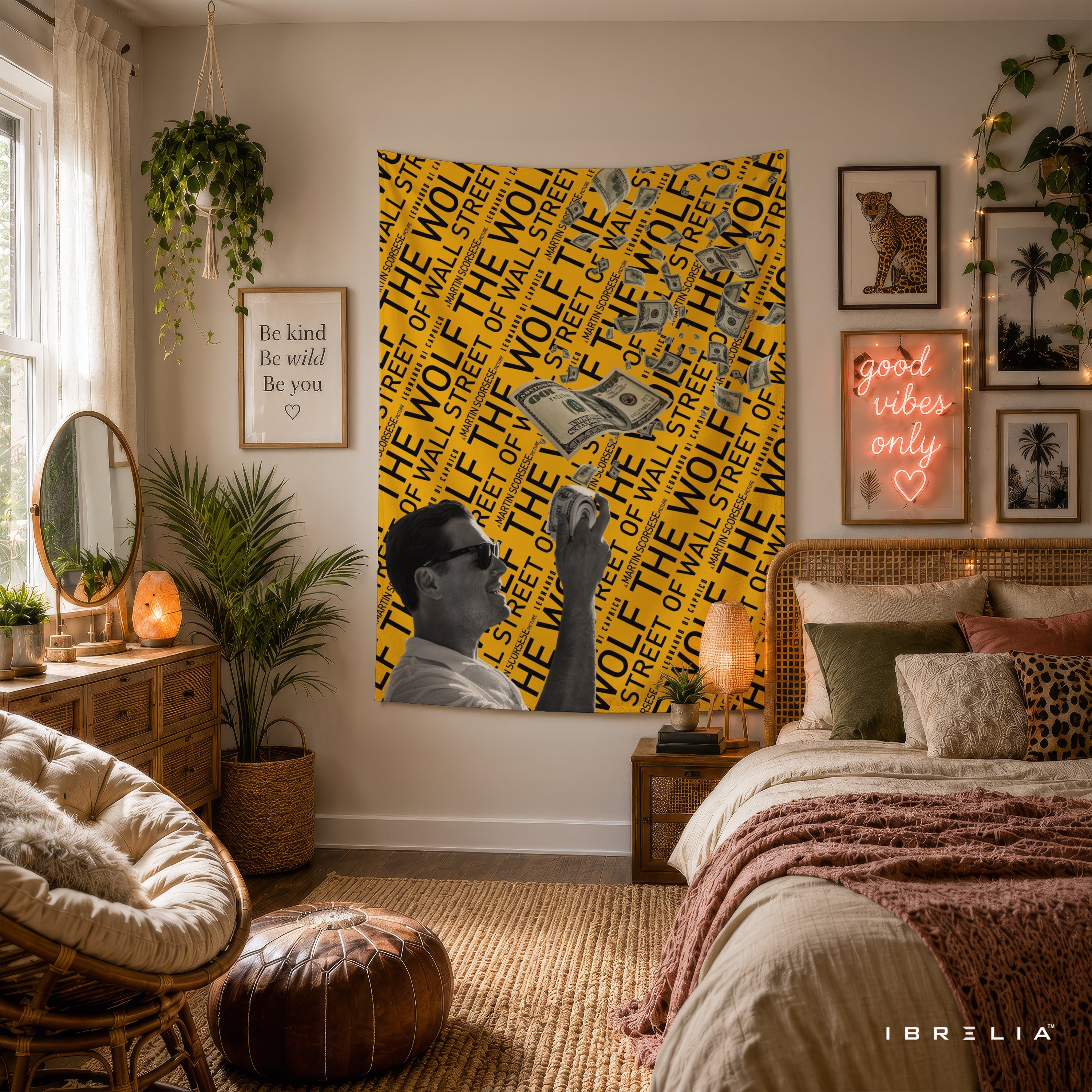 The Wolf of Wall Street Money Rain Wall Tapestry – Premium Motivational Wall Hanging for Home, Office & Gaming Room