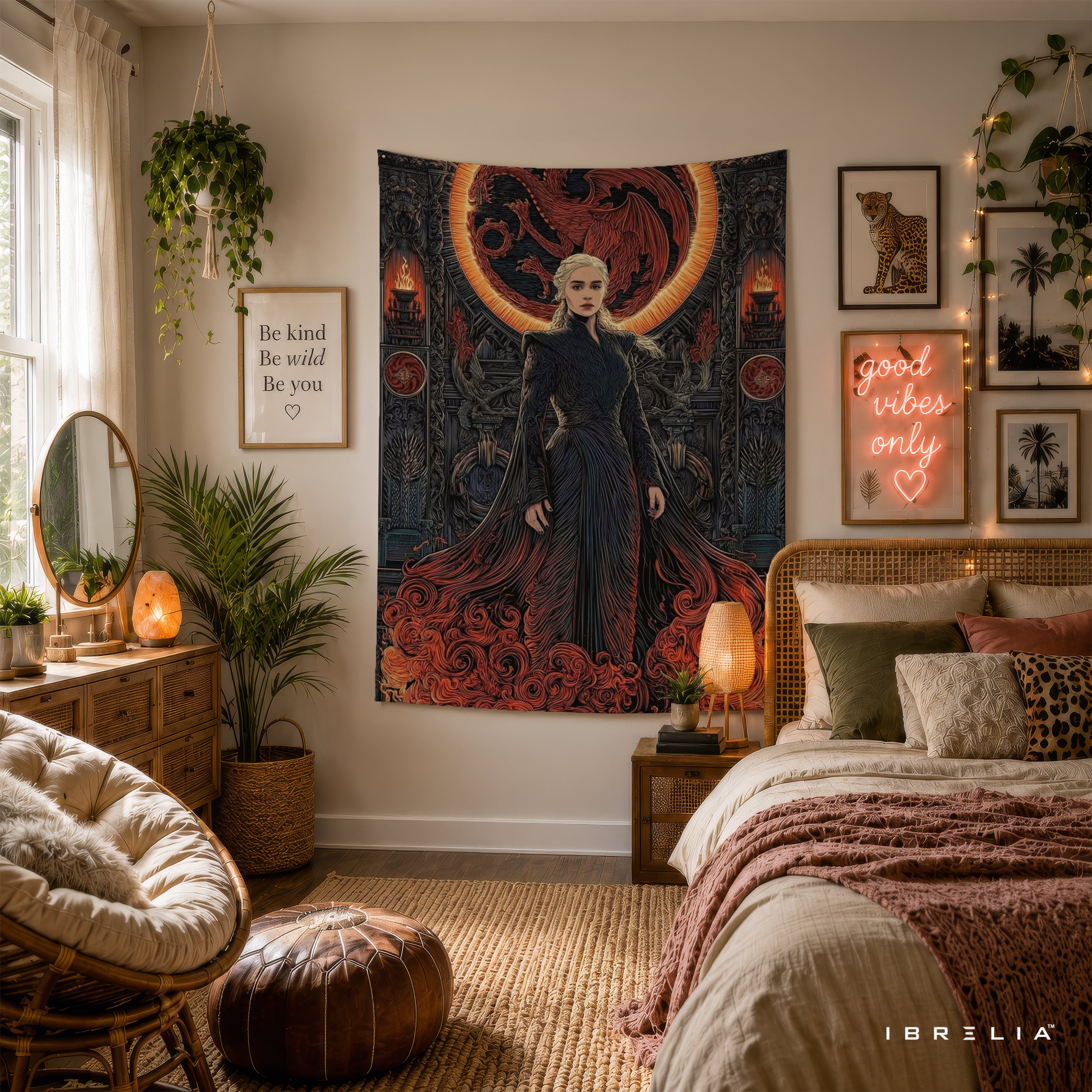Daenerys Targaryen Game of Thrones Wall Tapestry | Premium Heavyweight Jute Fabric Wall Hanging