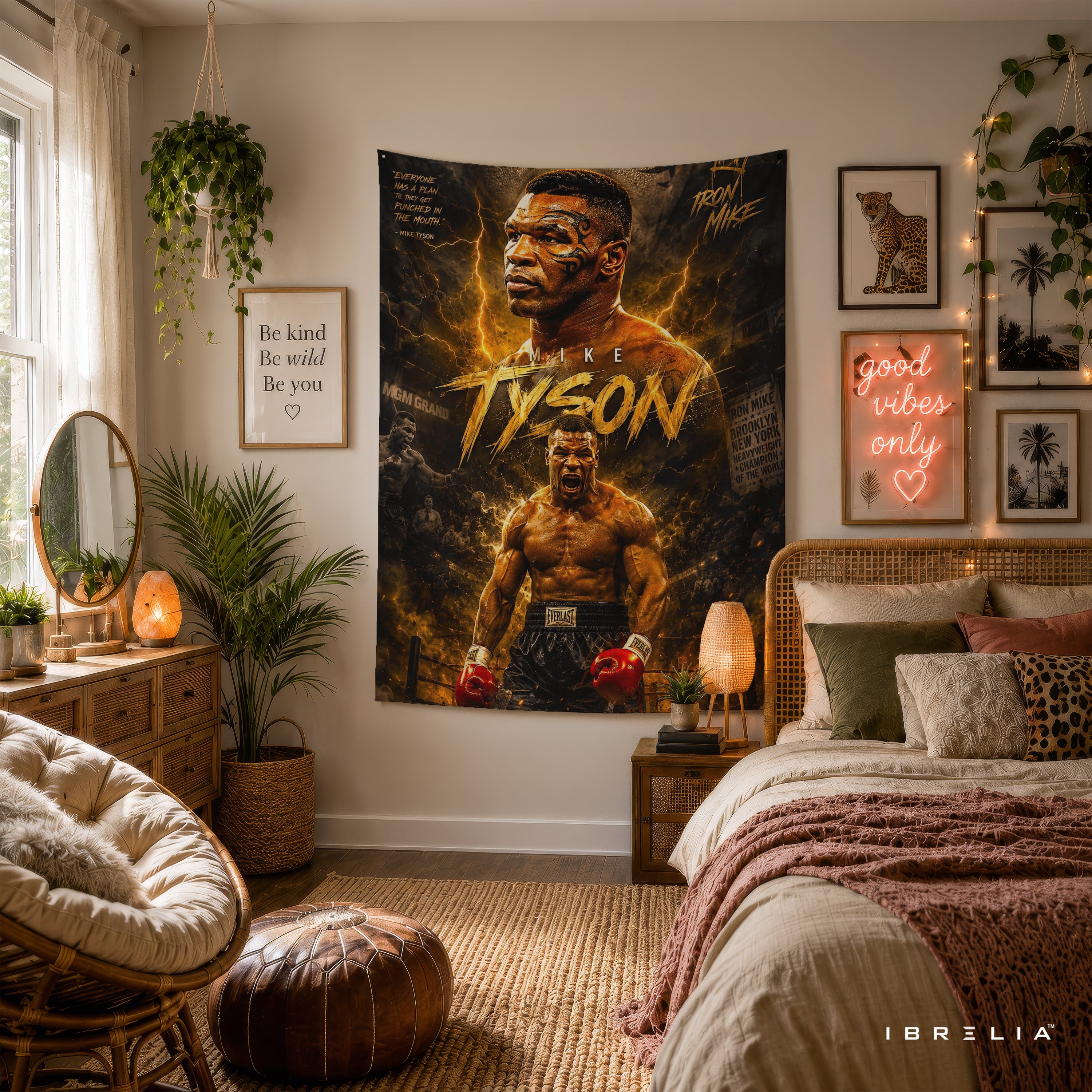 Mike Tyson Iron Mike Wall Tapestry | Premium Heavyweight Jute Fabric Wall Hanging